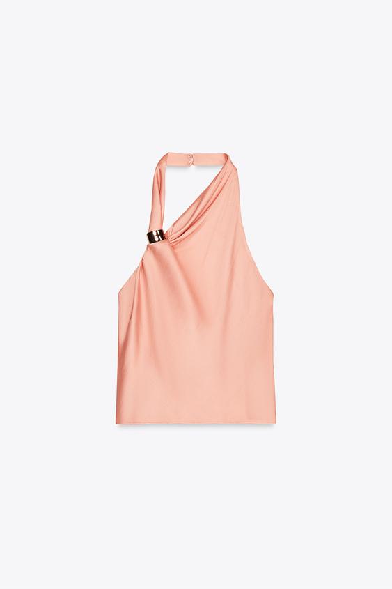 Amira | Satin Halter Top Mango