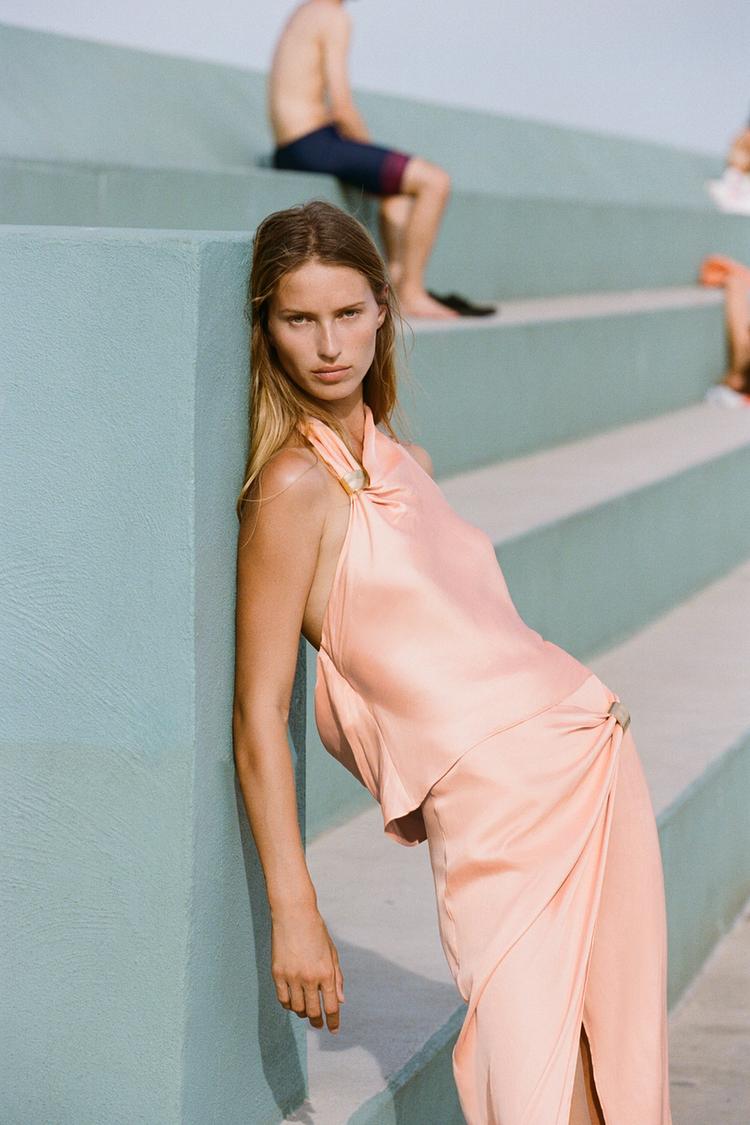 Amira | Satin Halter Top Mango