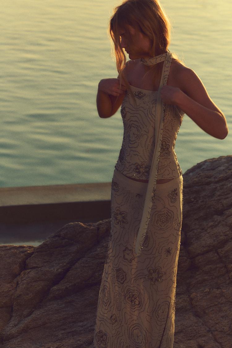 Zendaya | Beaded Top Nude