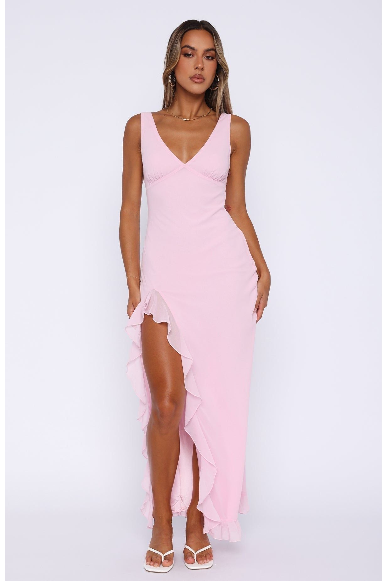 Abella | Ruffle Maxi Dress Pink