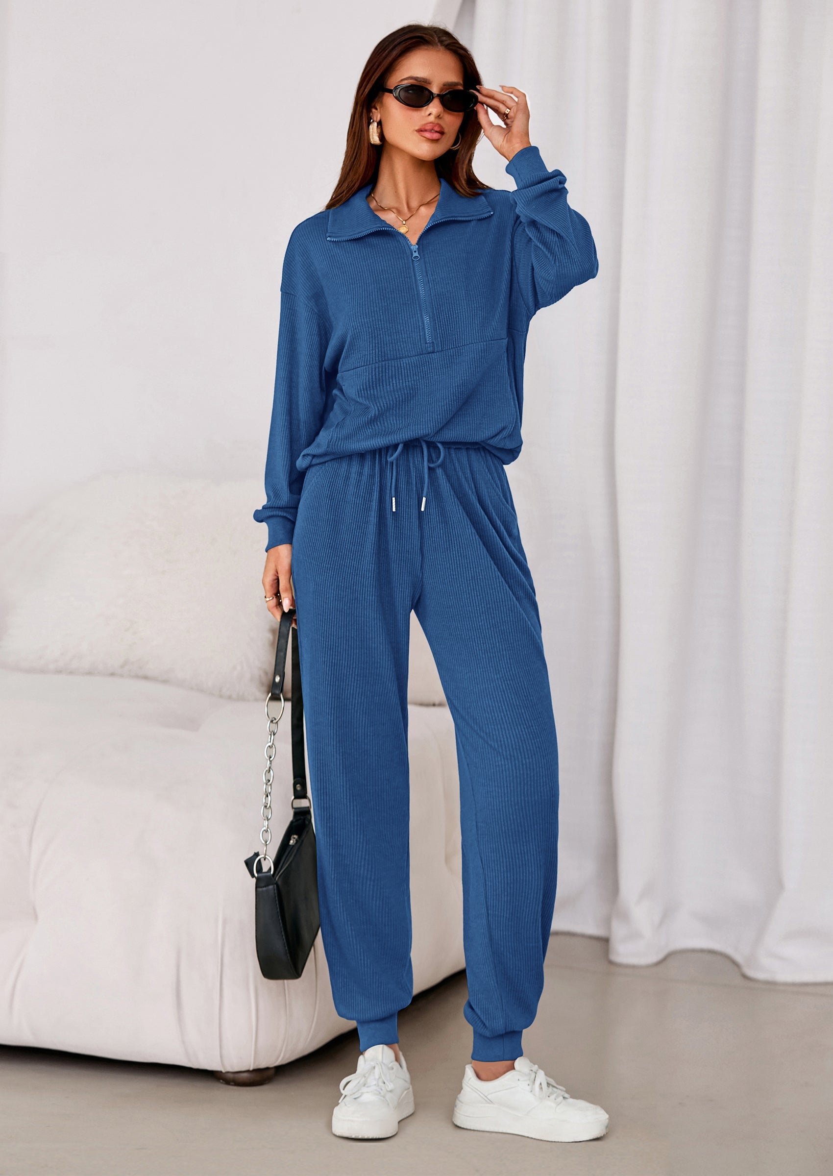 Chichi Women's Fall 2 Piece Lounge Sets Zip Up Sweatshirt Jogger Pants Sweat Track Suits Travel Outfit Winter Clothing Coffee
