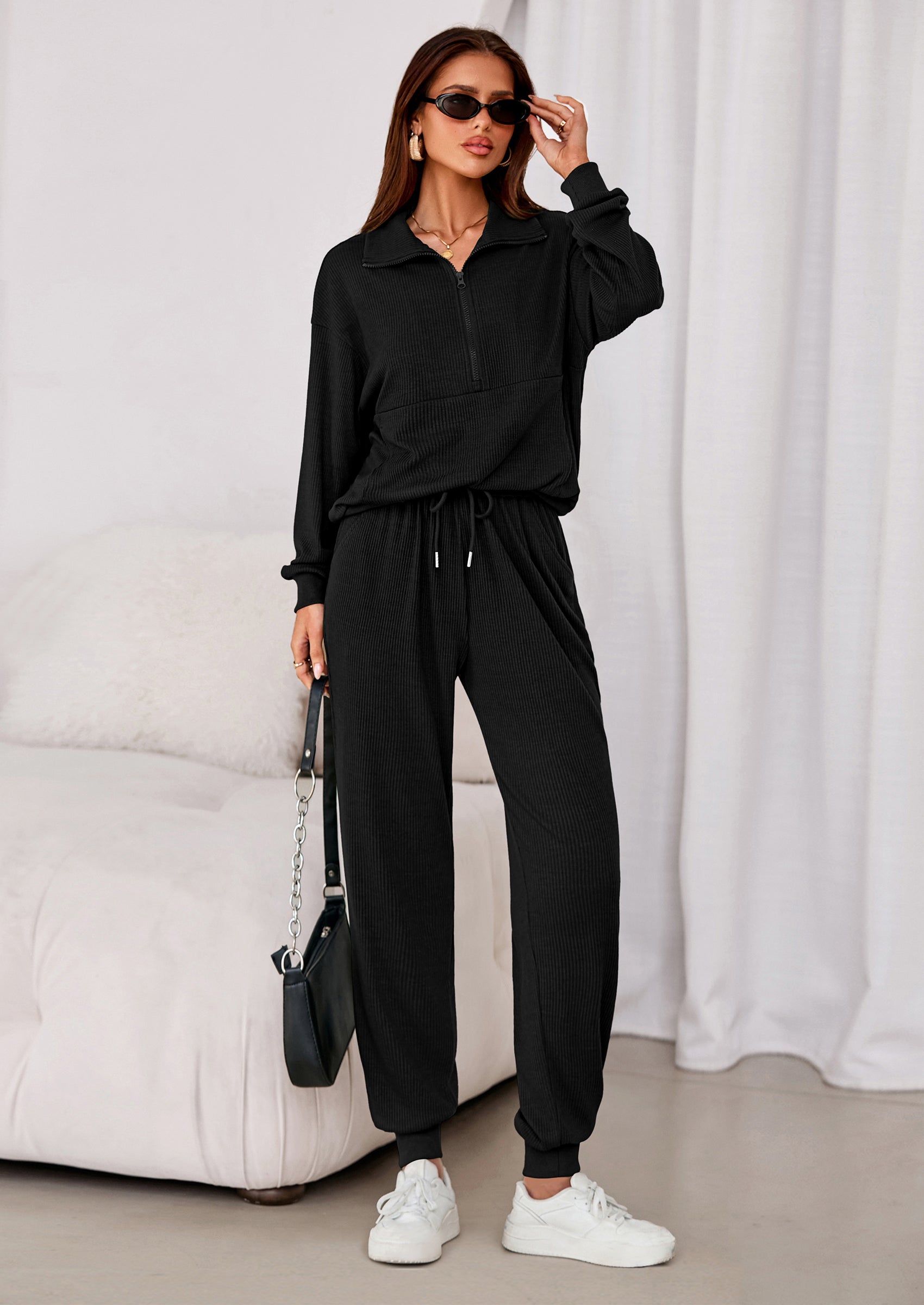Chichi Women's Fall 2 Piece Lounge Sets Zip Up Sweatshirt Jogger Pants Sweat Track Suits Travel Outfit Winter Clothing