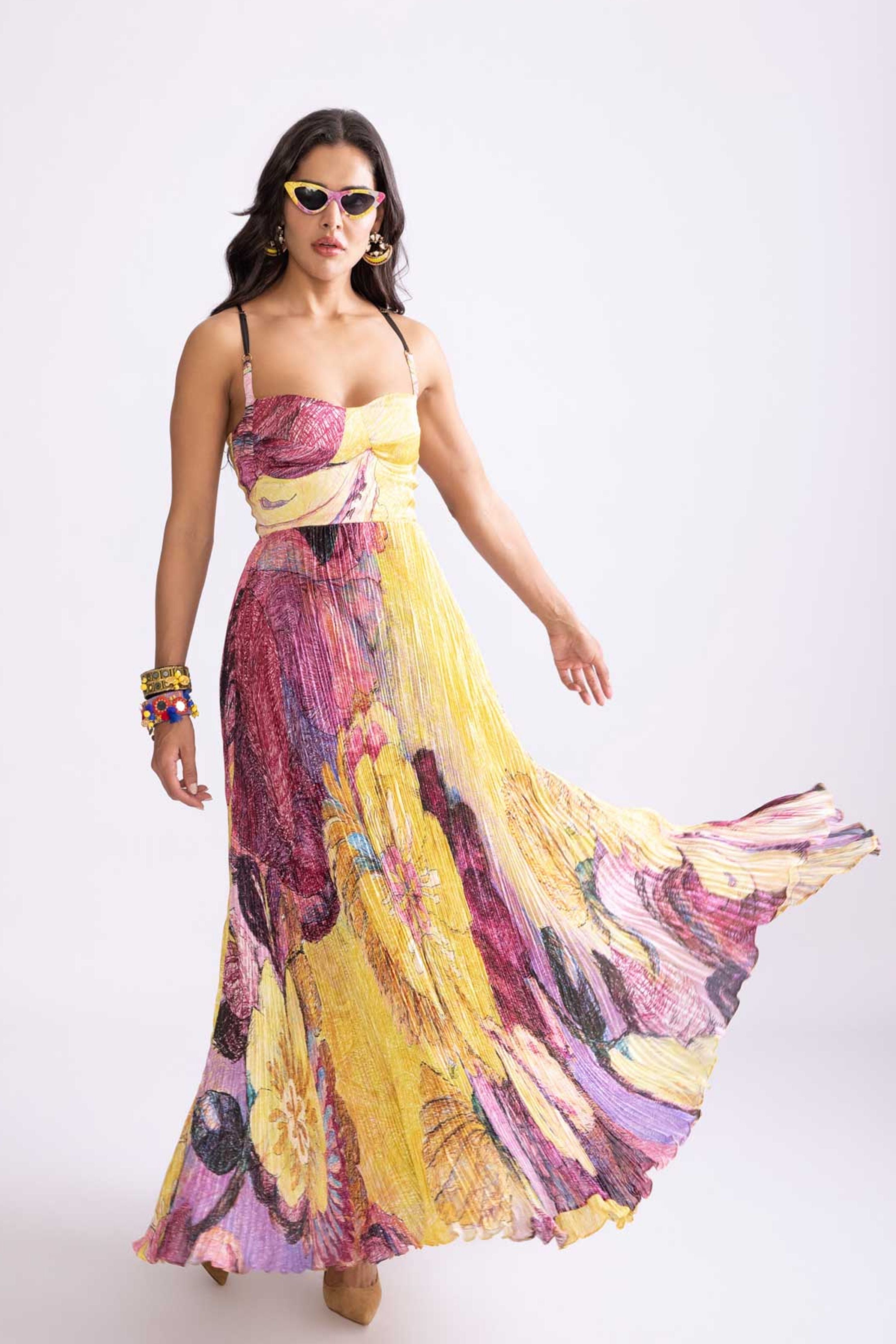 Amara | Watercolor Maxi Dress Multicolor