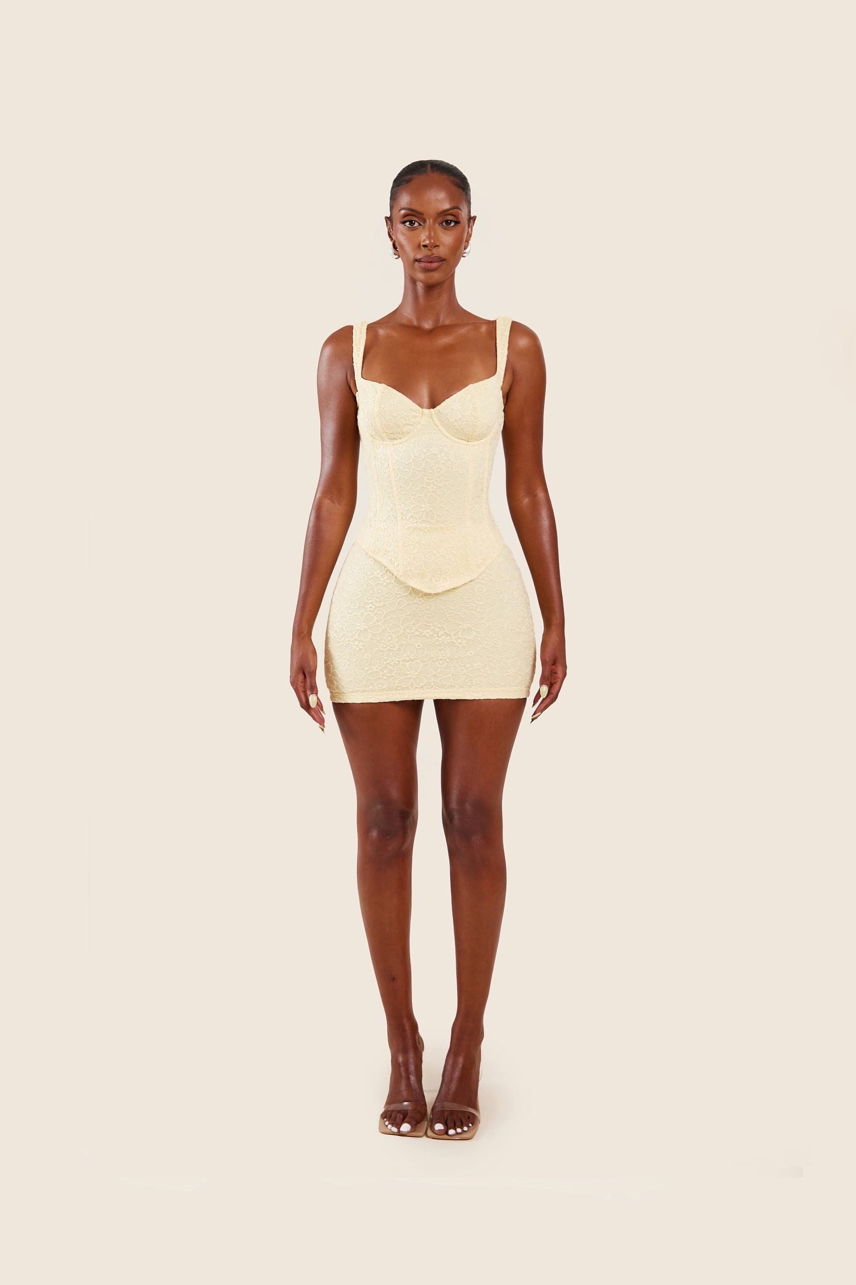 Serenity - Cinched Lace Corset Mini Set