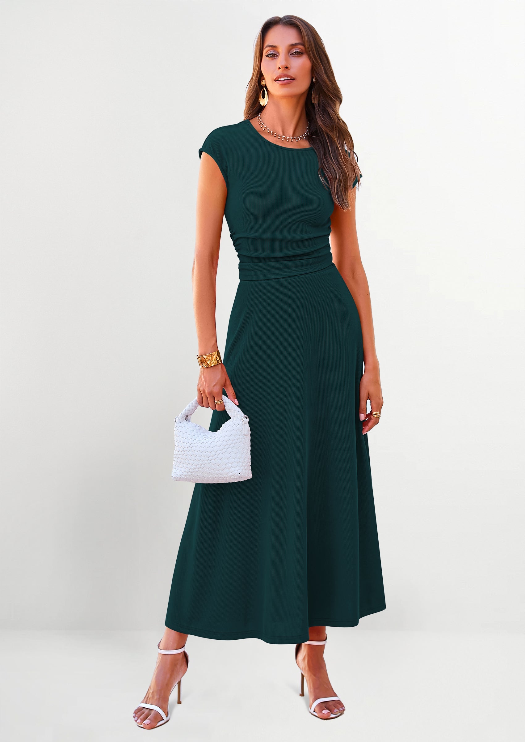 Chichi Summer Two Piece Skirt Set for Women Dressy Casual Knit Matching Travel Spring Vacation Lounge Outfits Dark Green