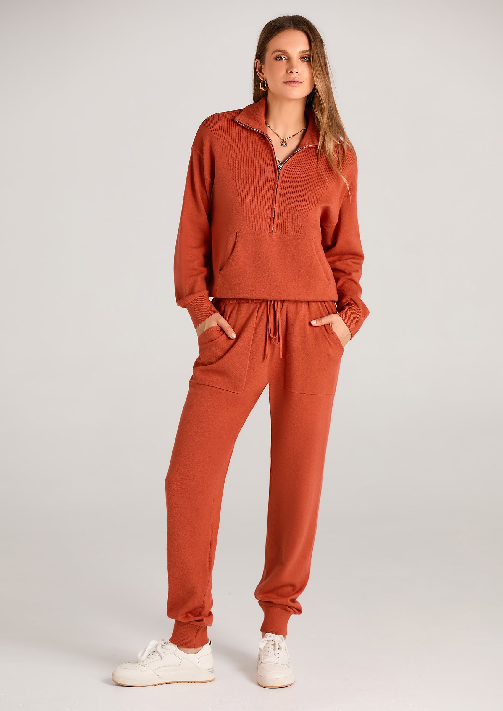 Chichi Women's 2 Piece Sweater Set Pullover Zip Up Sweatshirt Jogger Sweatpants Tracksuit Casual Outfit