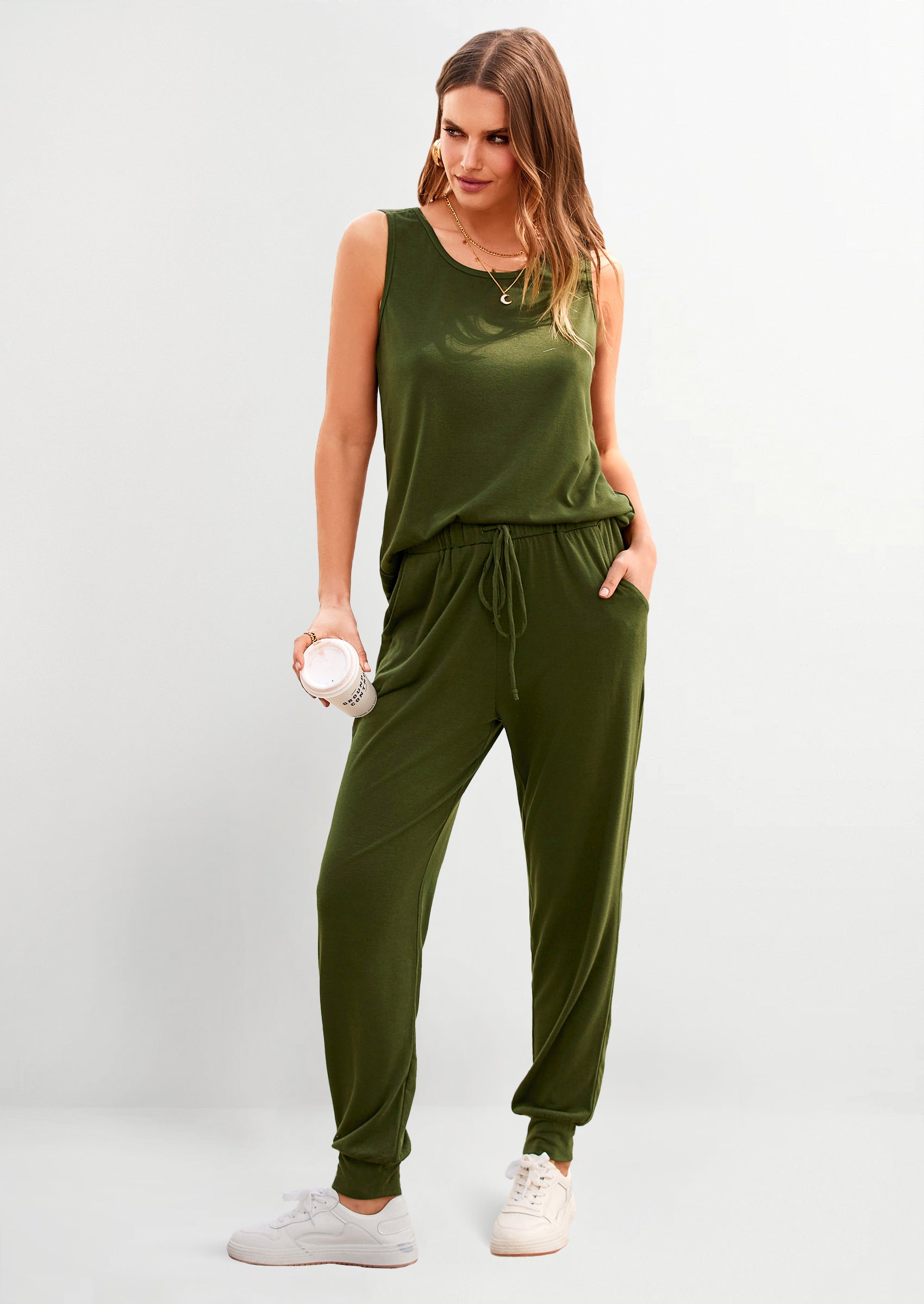 Chichi Two Piece Outfit Sets Casual Sleeveless Crewneck Tops and Sweatpants