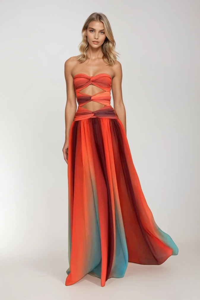 Jorissa | Multicolor Maxi Dress Red Orange