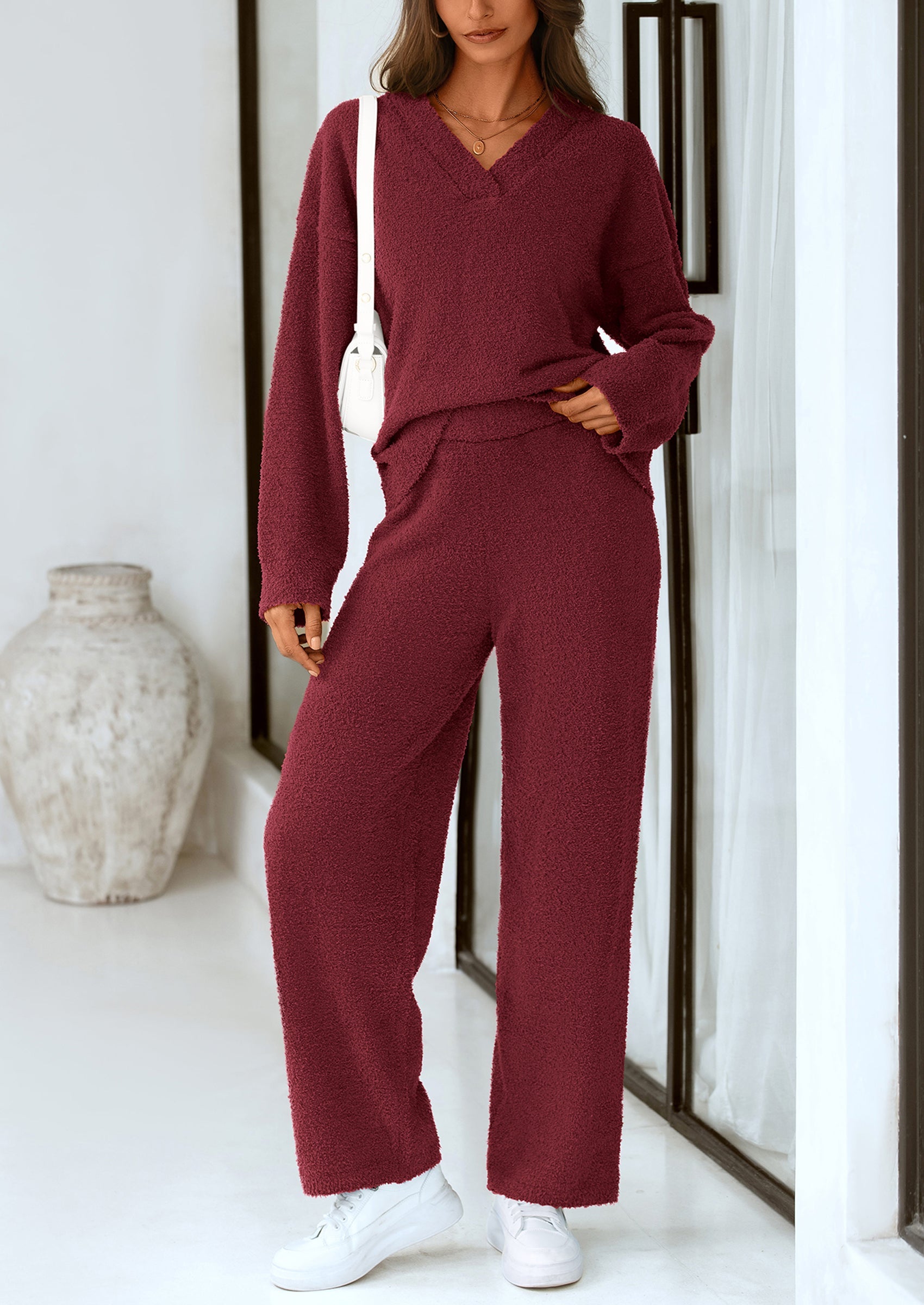 Chichi Lounge Sets for Women Two Piece Sweaters Pajama Set Fall Fashion Loungewear Outfits Matching Winter Clothes Navy