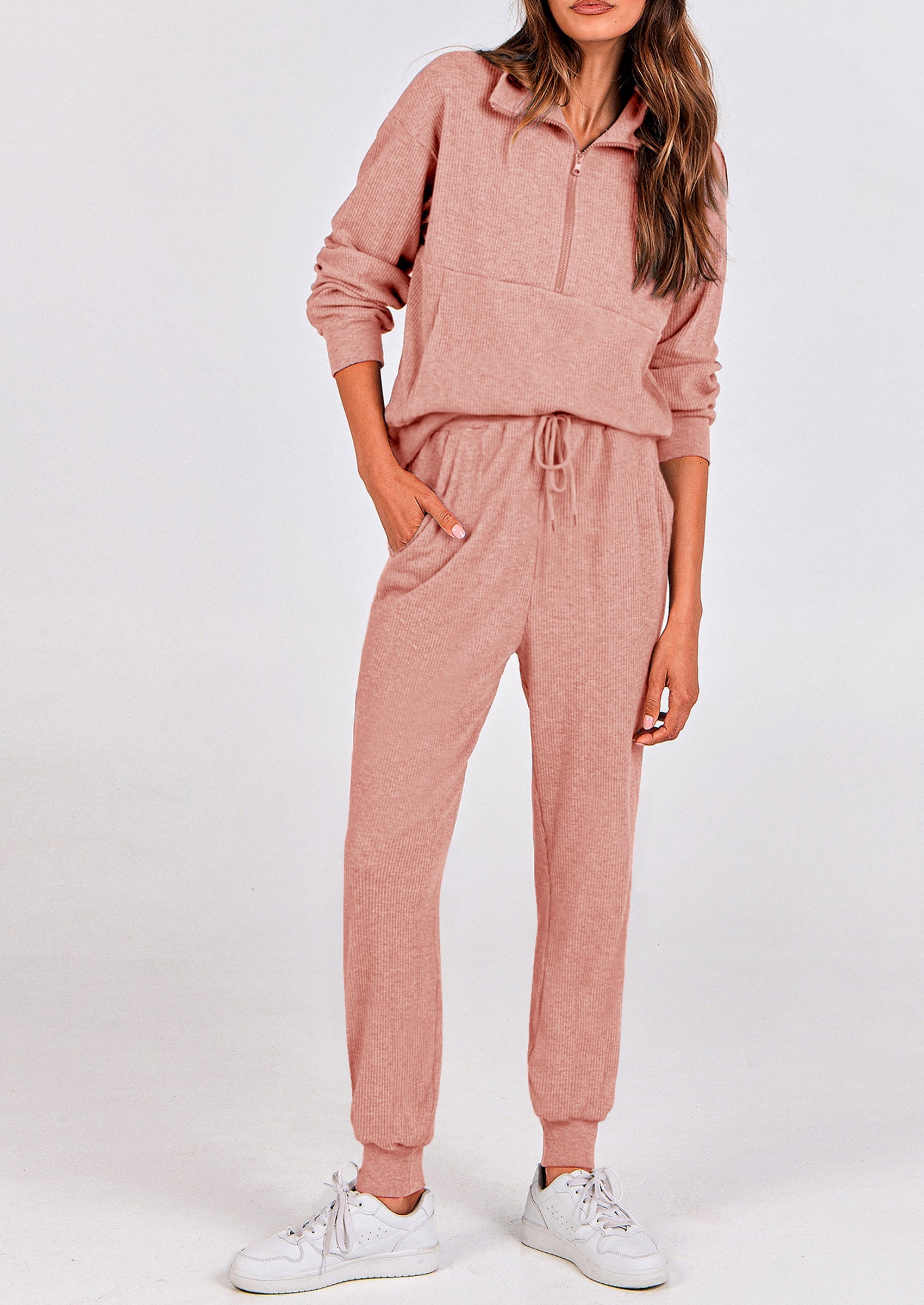 Chichi Women's Fall 2 Piece Lounge Sets Zip Up Sweatshirt Jogger Pants Sweat Track Suits Travel Outfit Winter Clothing Light Blue