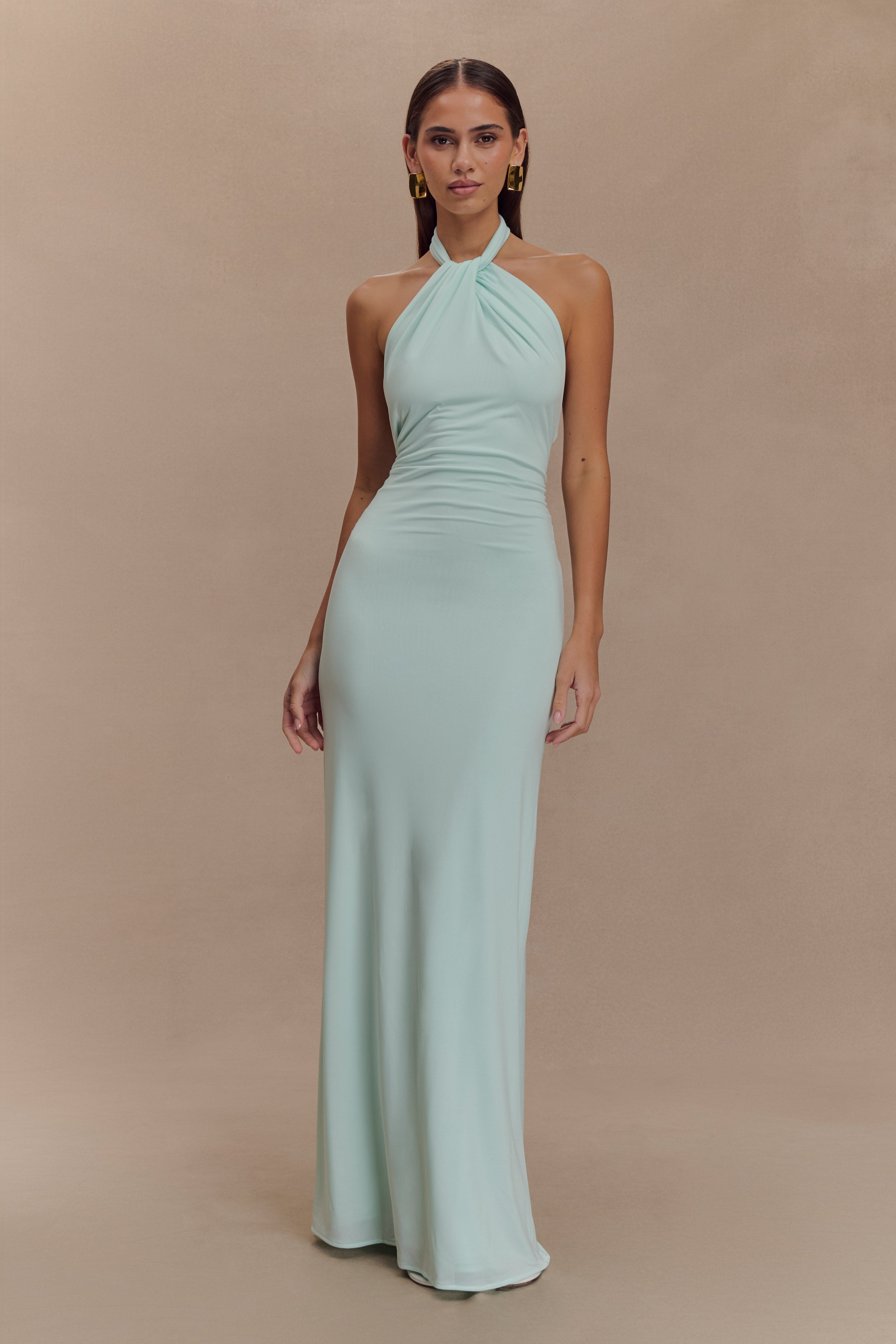 Serena | Halter Maxi Dress Light Blue