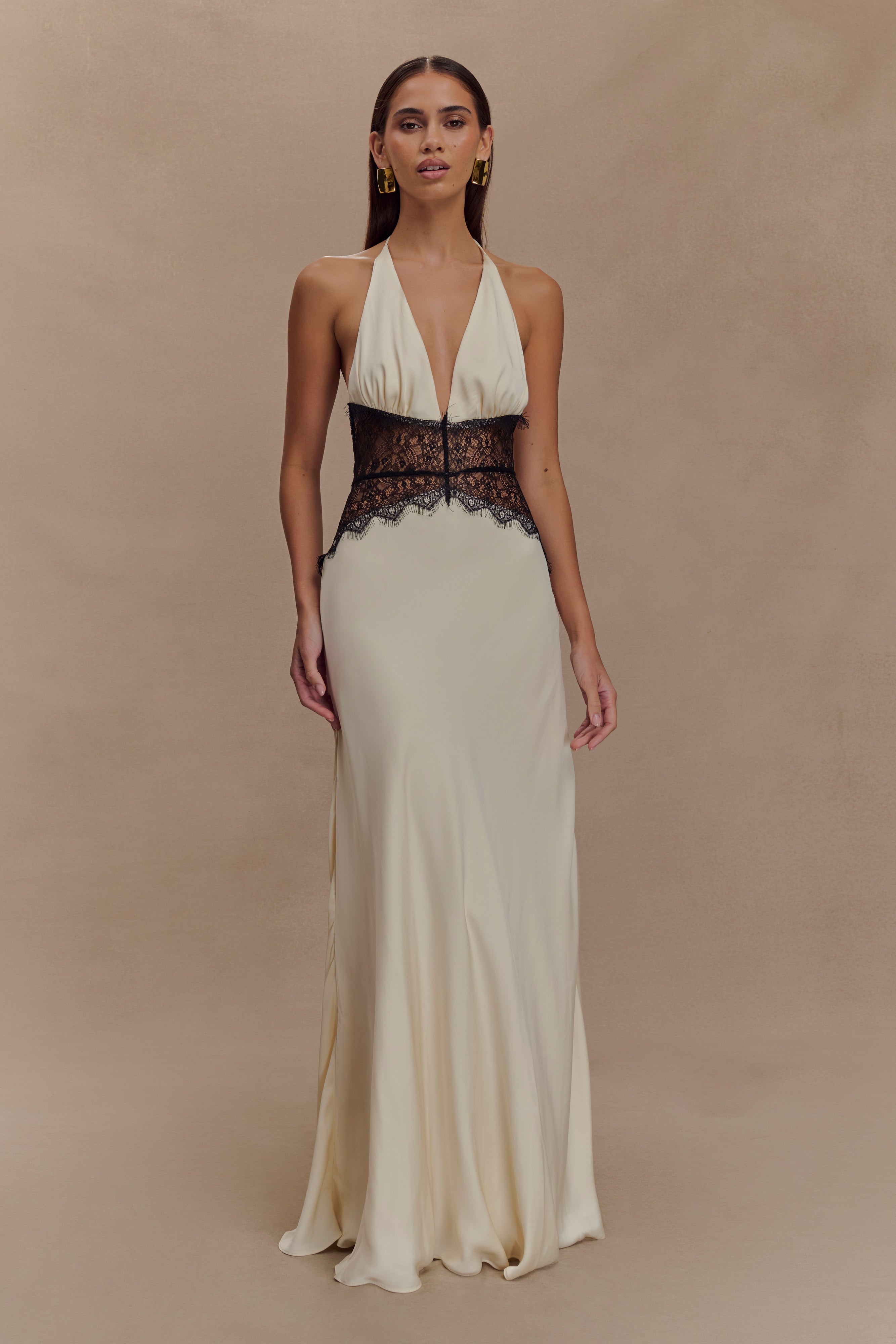 Noelle | Satin &amp; Lace Maxi Dress