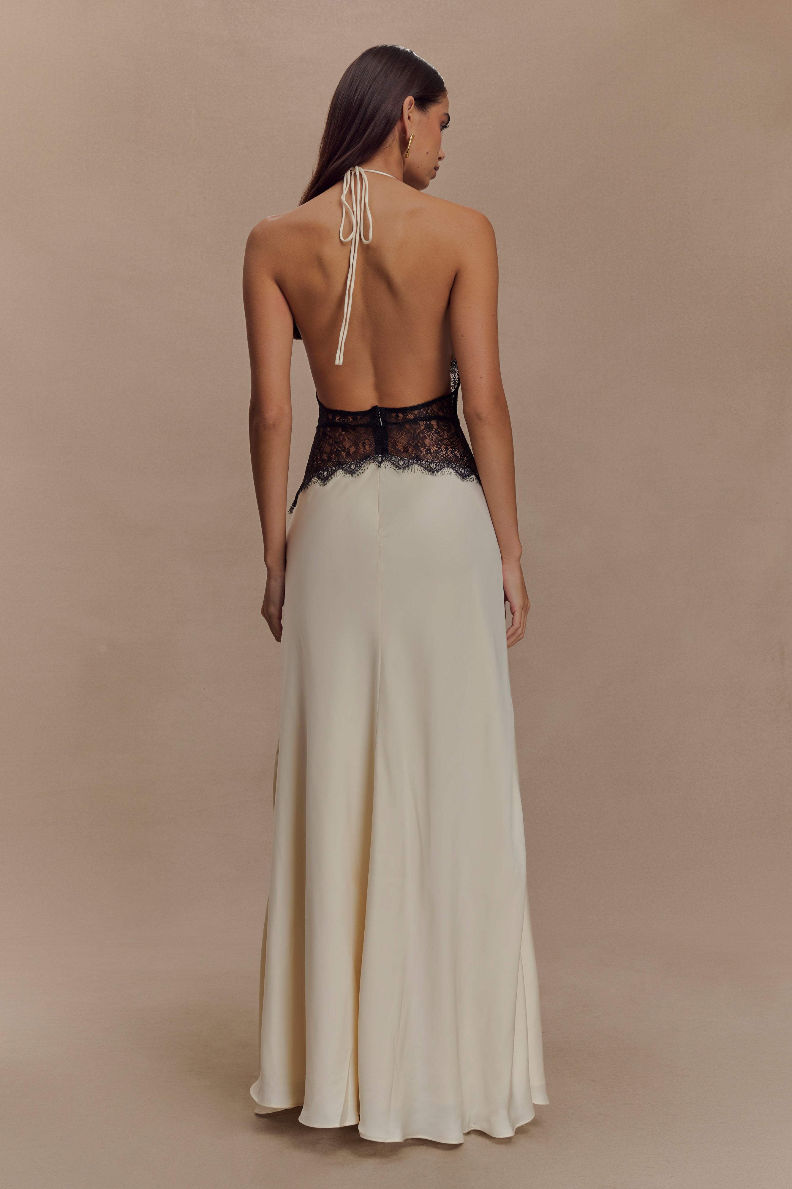 Noelle | Satin &amp; Lace Maxi Dress White