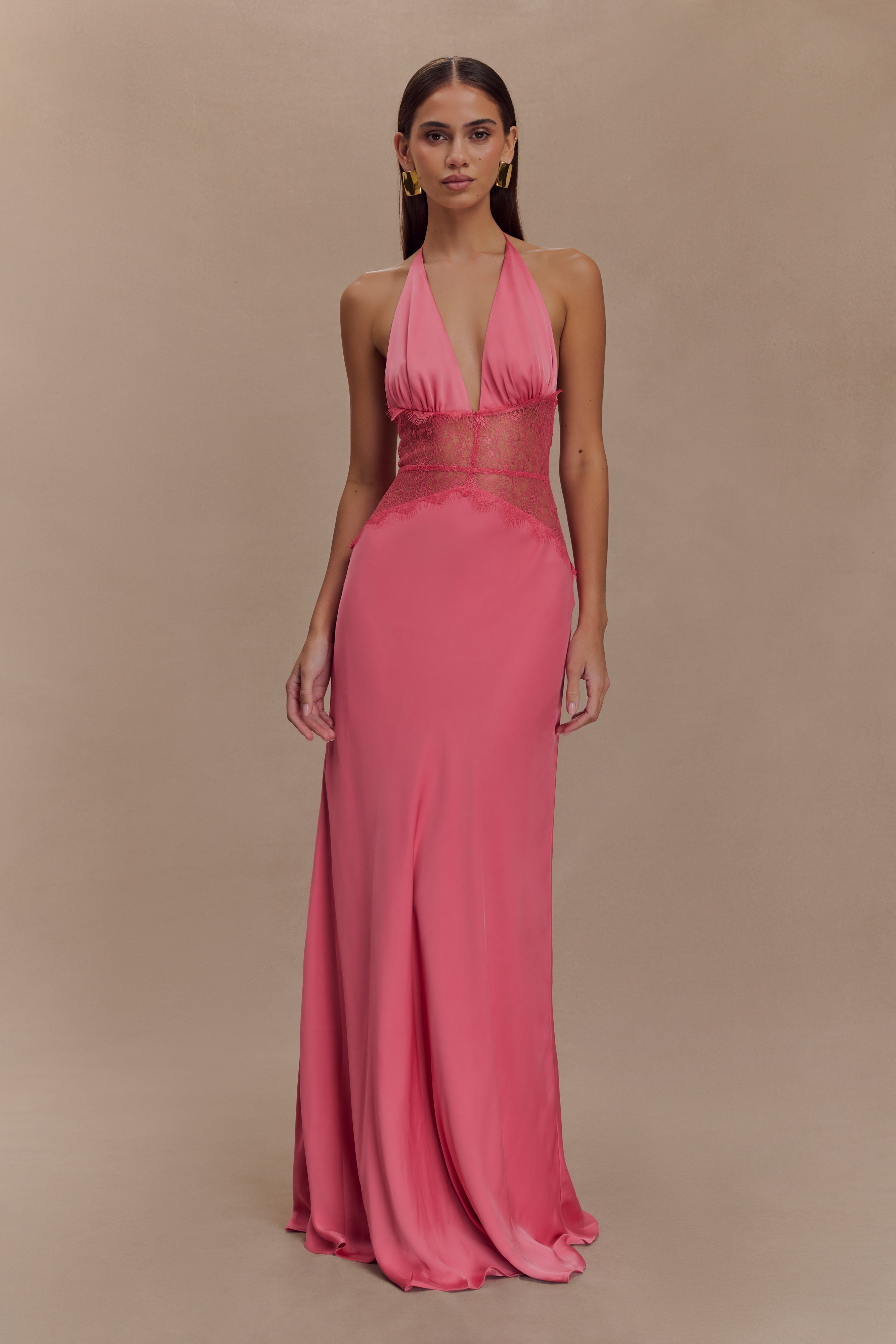 Noelle | Satin &amp; Lace Maxi Dress Black