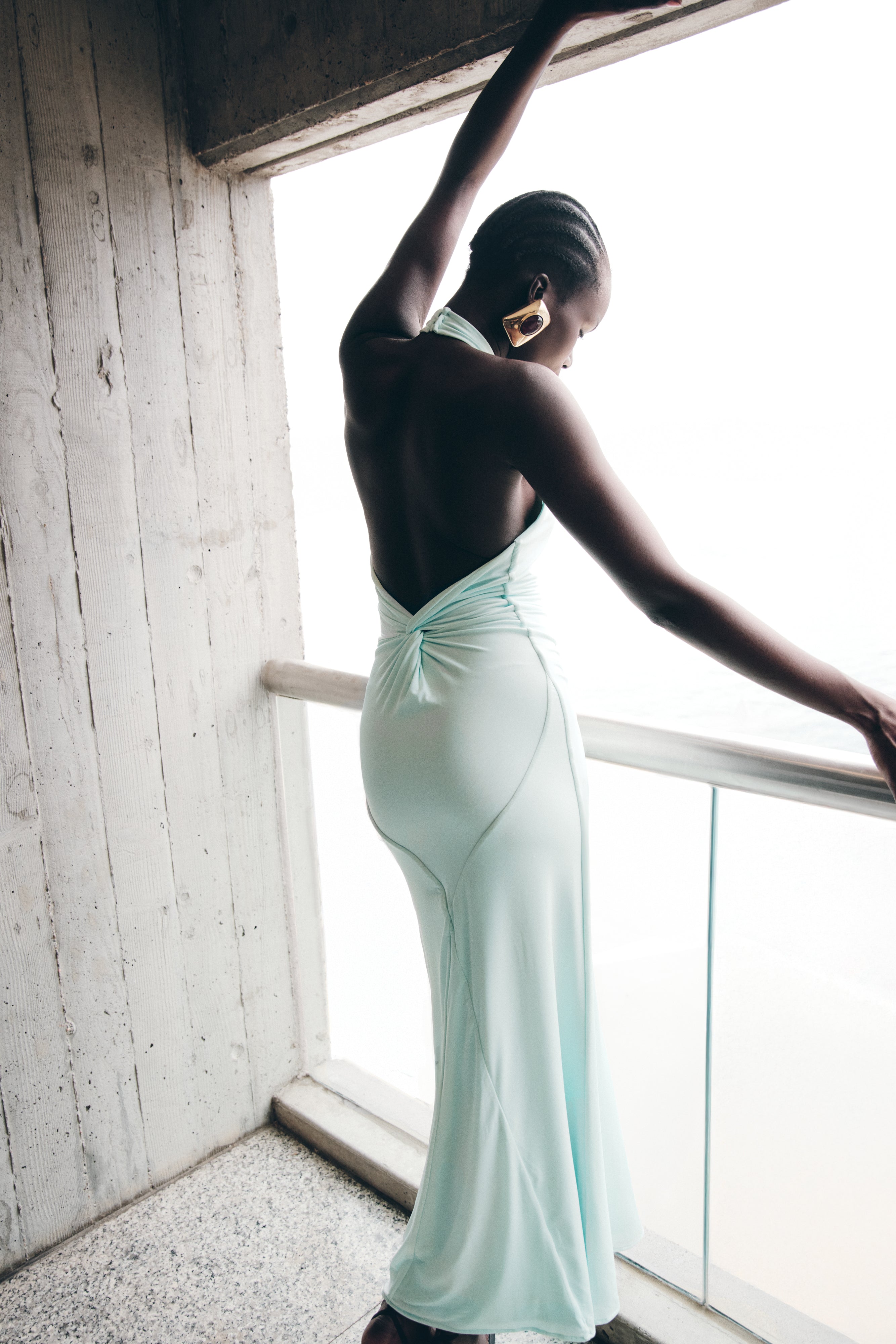 Serena | Halter Maxi Dress Light Blue