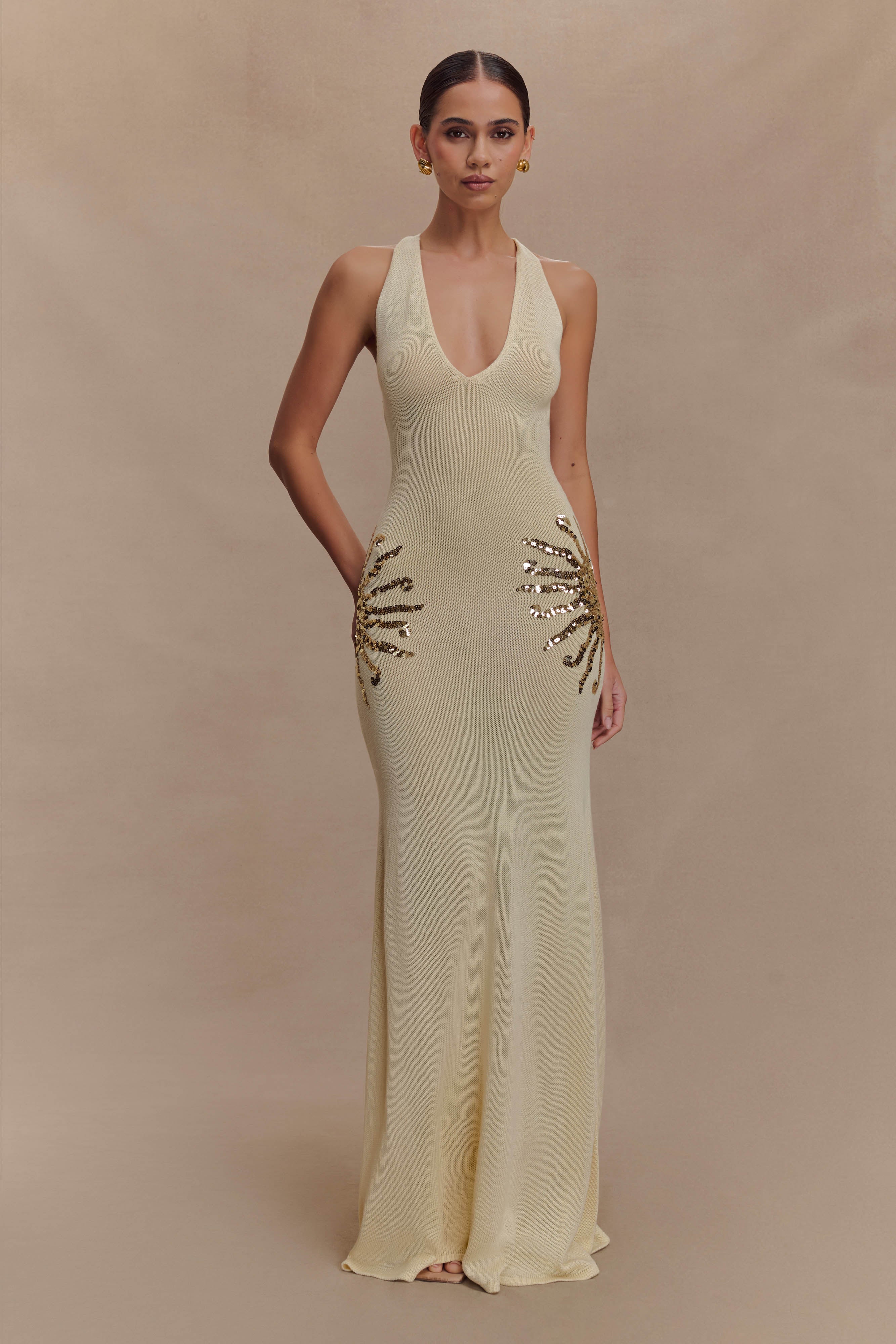 Mira | Sequin Maxi Dress Ivory