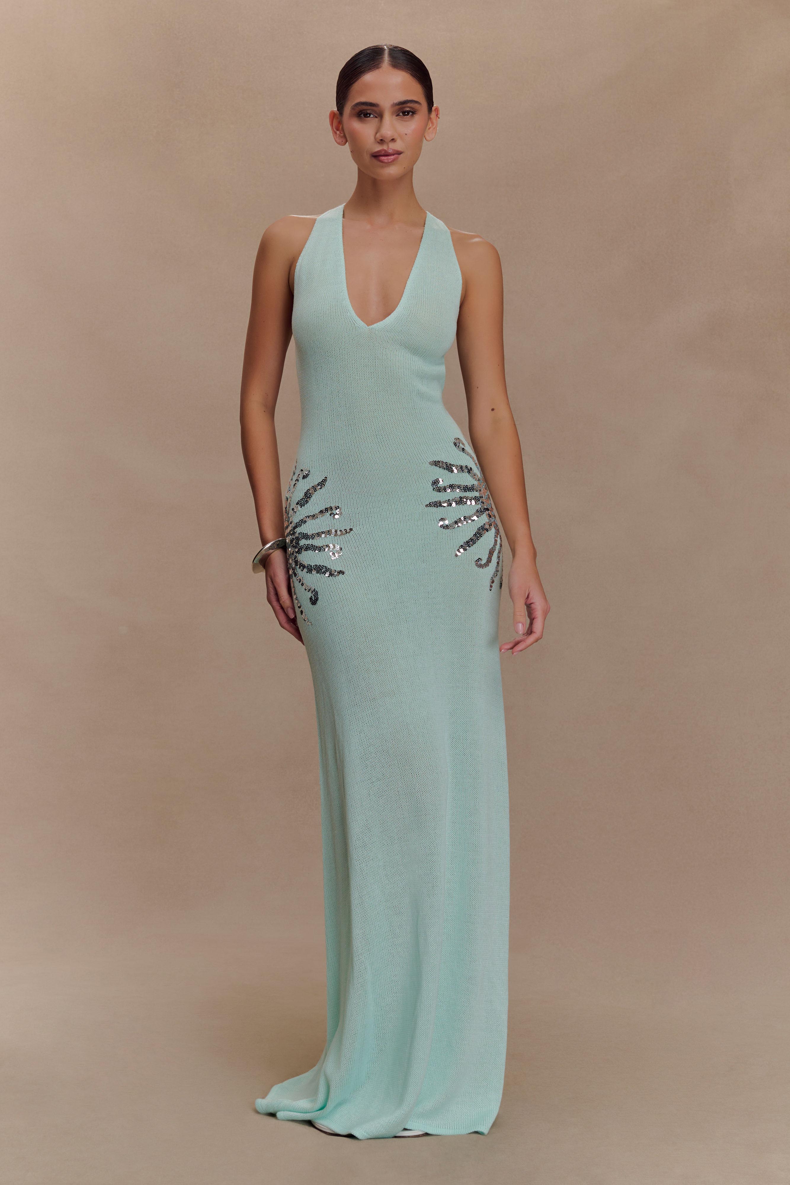Alissa | Sequin Maxi Dress Lagoon