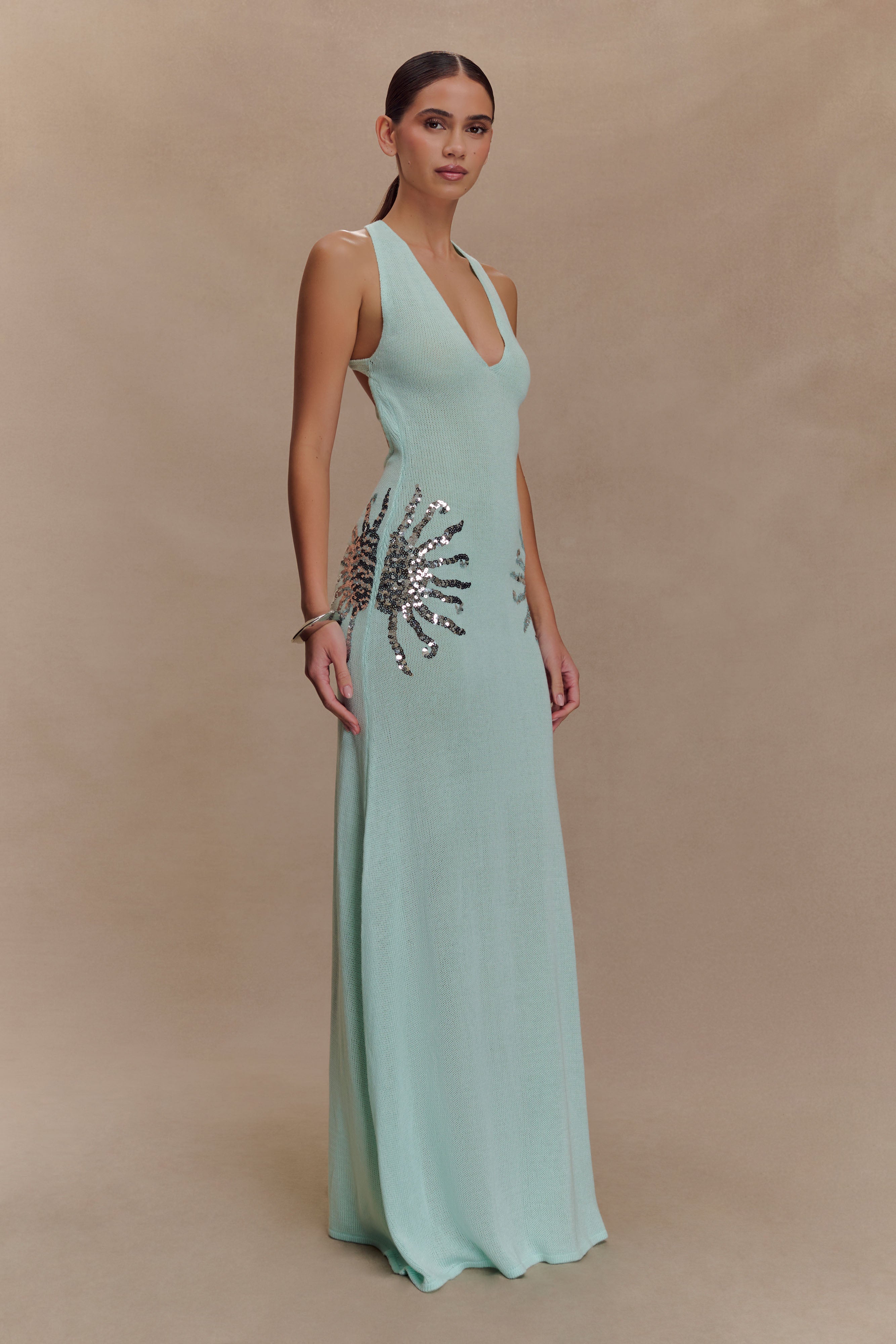 Mira | Sequin Maxi Dress Lagoon
