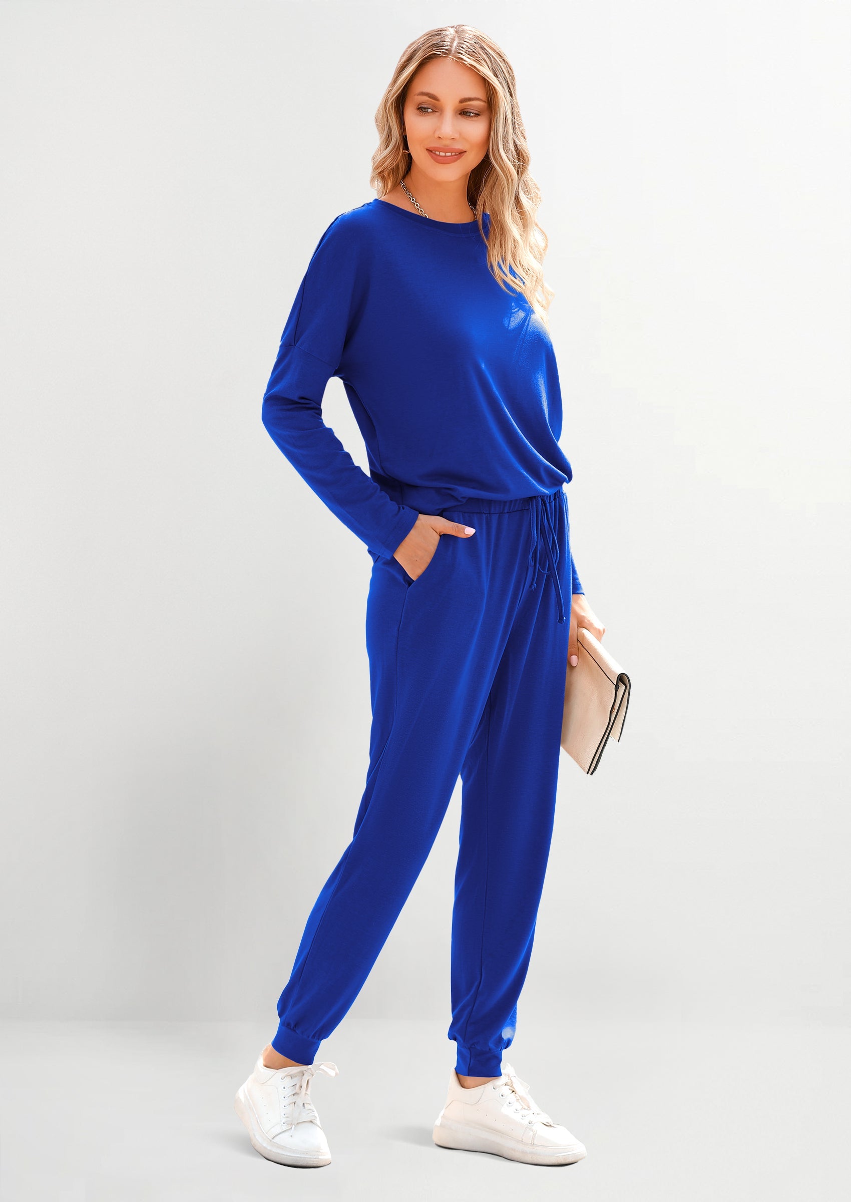 Chichi Lounge Outfit Long Sleeve Crewneck Pullover Tops High Waisted Pants Set Tracksuit Dark Khaki