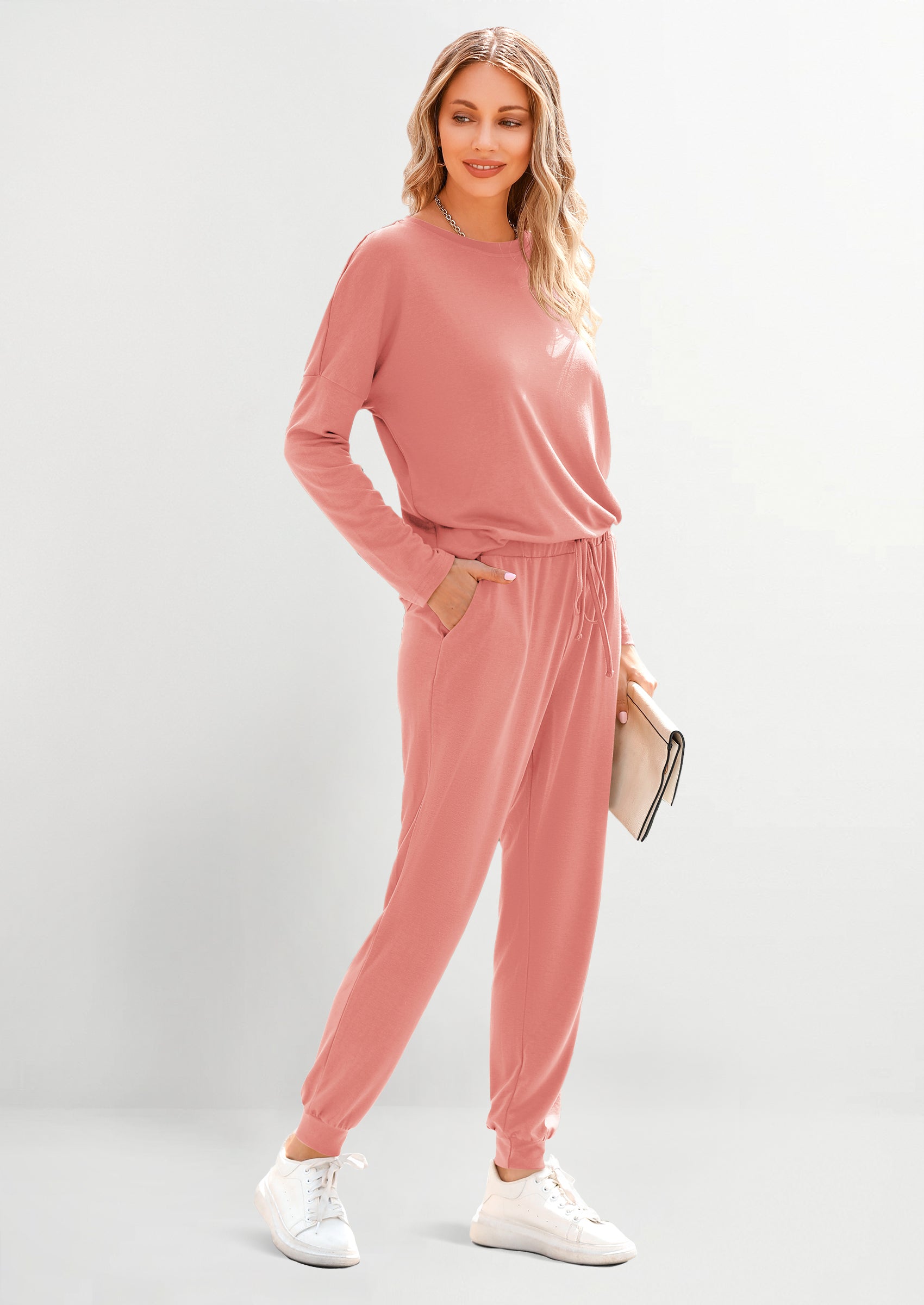 Chichi Lounge Outfit Long Sleeve Crewneck Pullover Tops High Waisted Pants Set Tracksuit