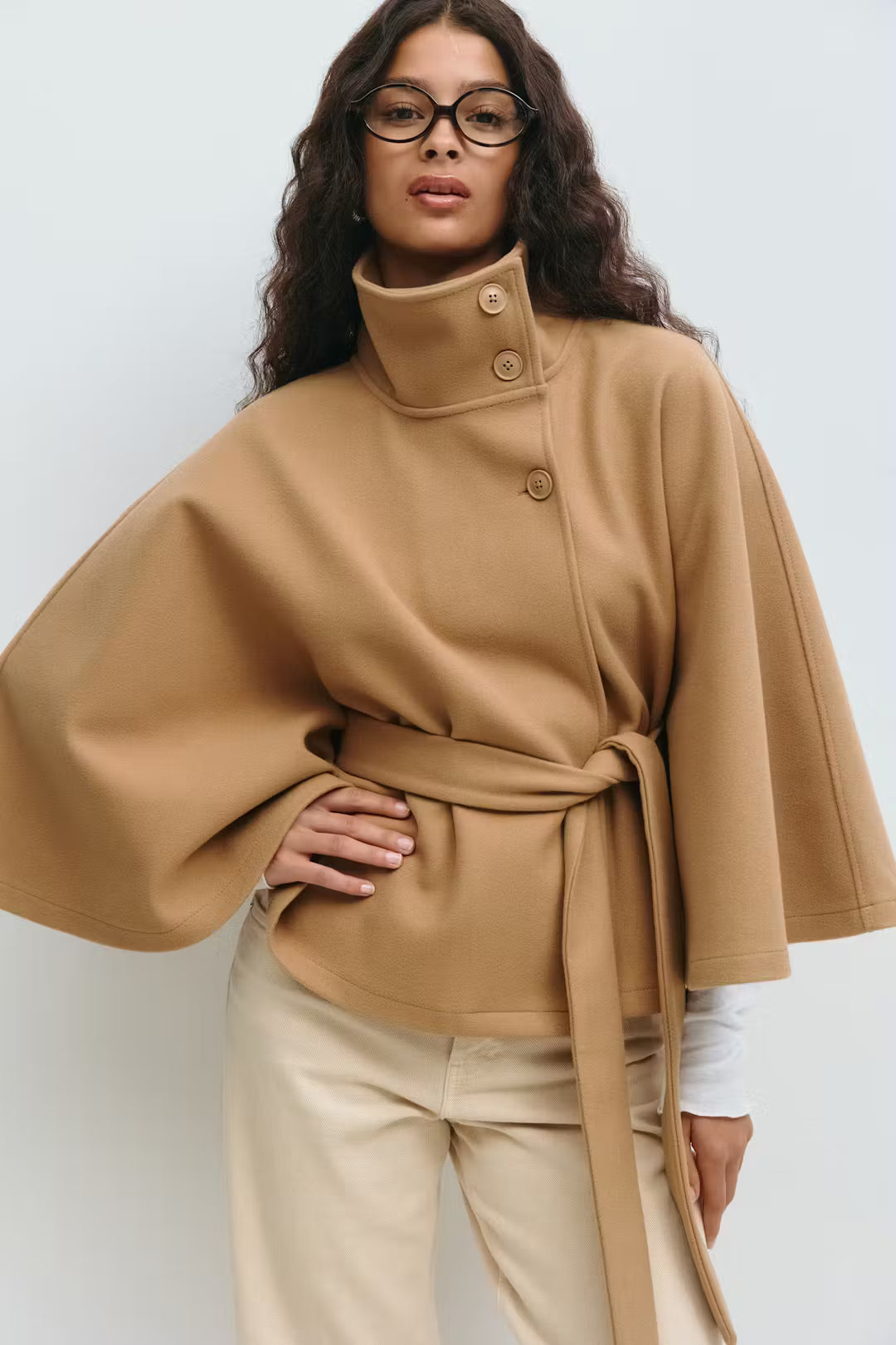 Gianna | Cape Belt Coat Beige