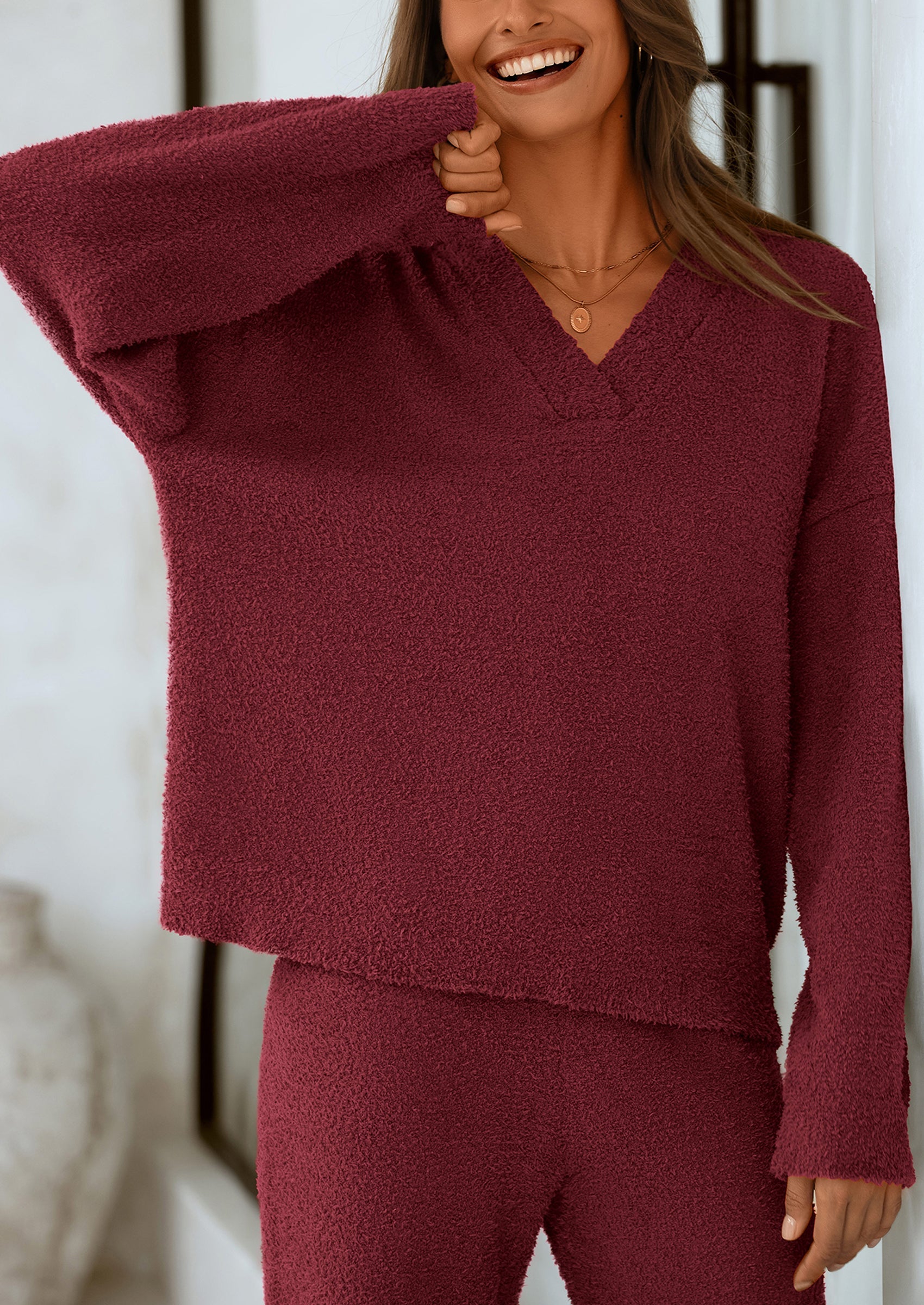 Chichi Lounge Sets for Women Two Piece Sweaters Pajama Set Fall Fashion Loungewear Outfits Matching Winter Clothes Navy