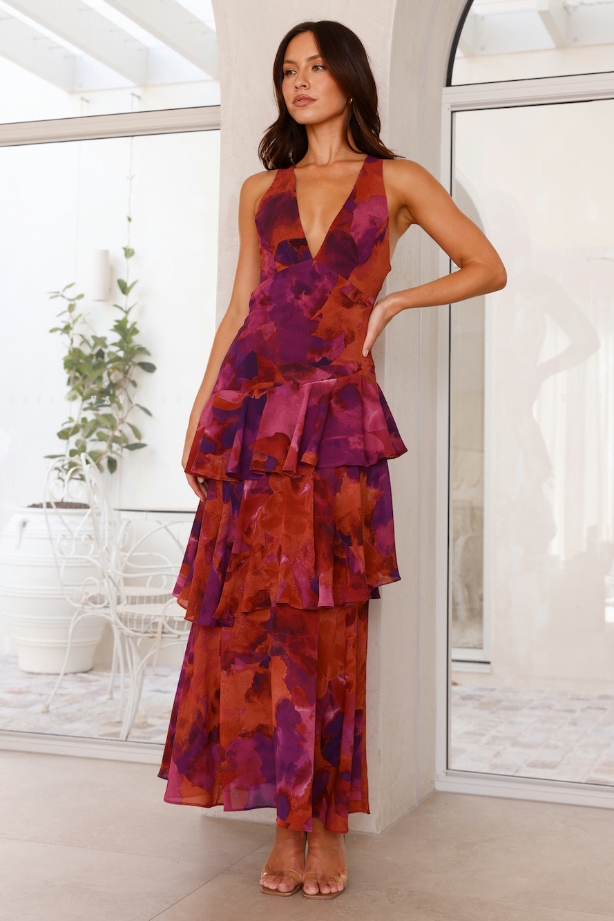 Sadie | Multicolor Maxi Dress Red