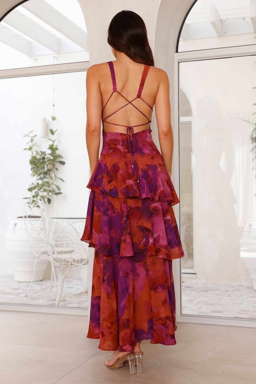 Sadie | Multicolor Maxi Dress Red
