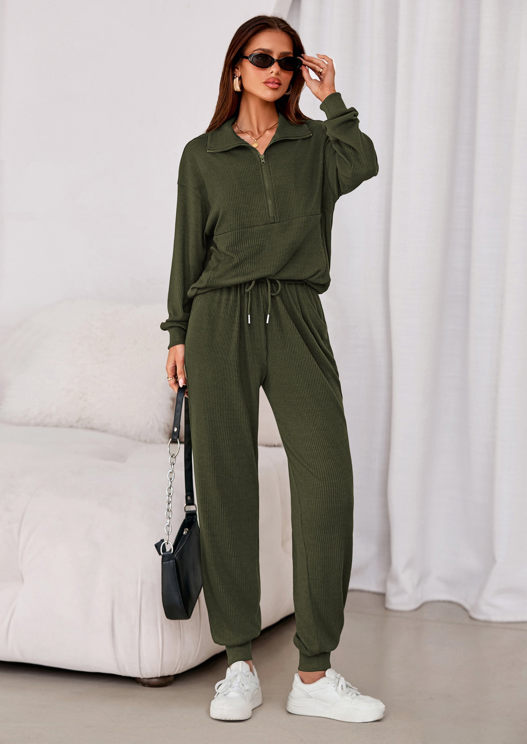 Chichi Women's Fall 2 Piece Lounge Sets Zip Up Sweatshirt Jogger Pants Sweat Track Suits Travel Outfit Winter Clothing