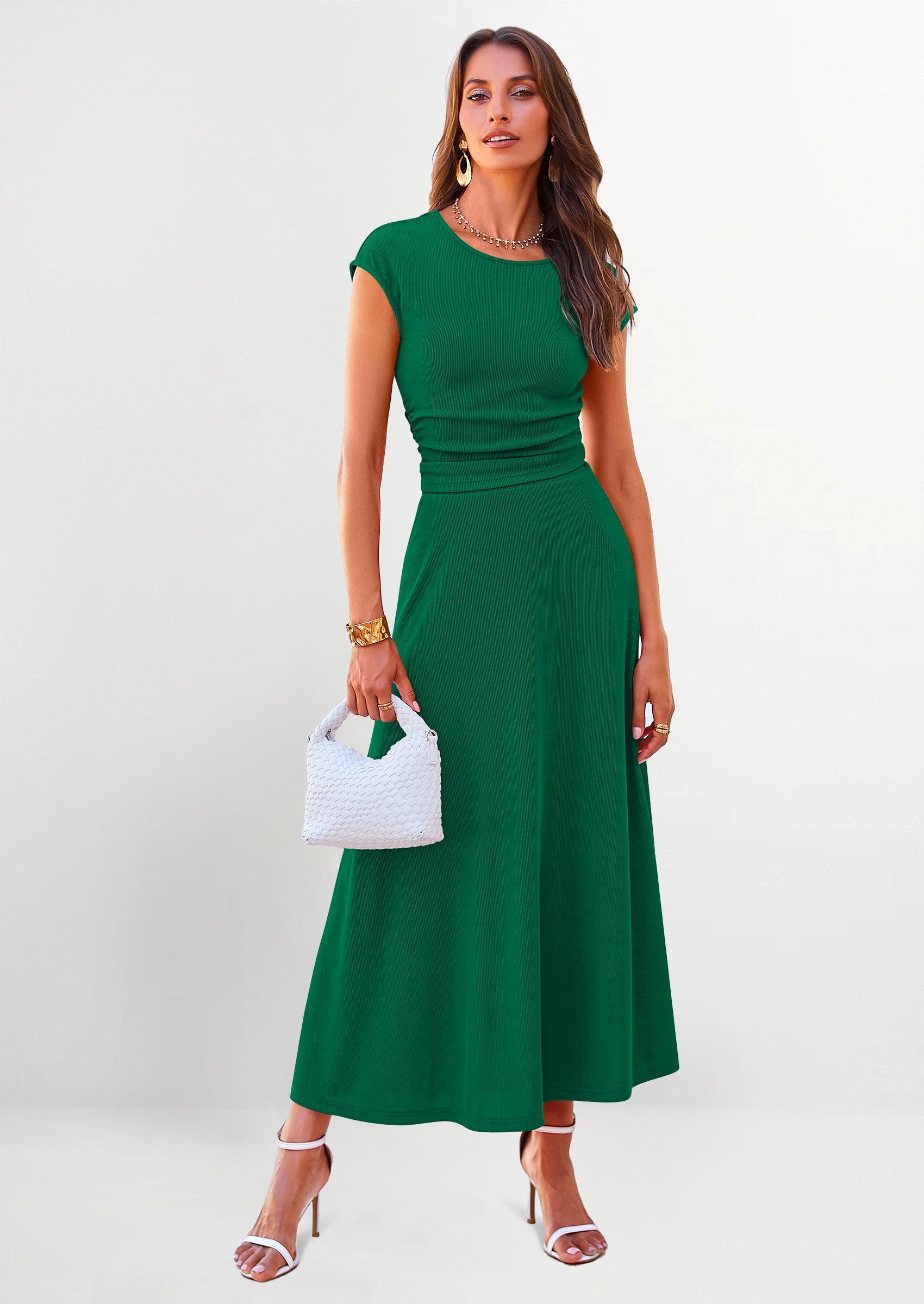Chichi Summer Two Piece Skirt Set for Women Dressy Casual Knit Matching Travel Spring Vacation Lounge Outfits Green
