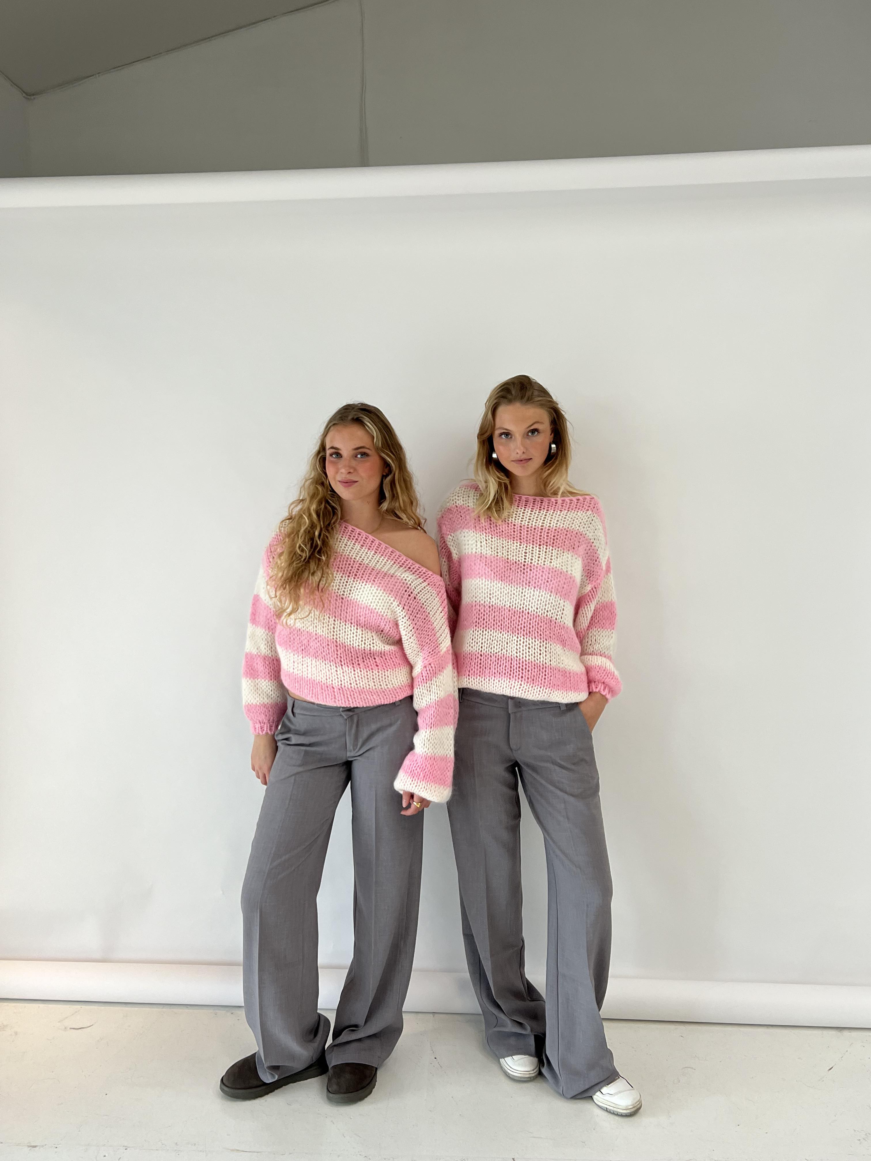 Marina | Striped Chunky Knit Sweater Pink