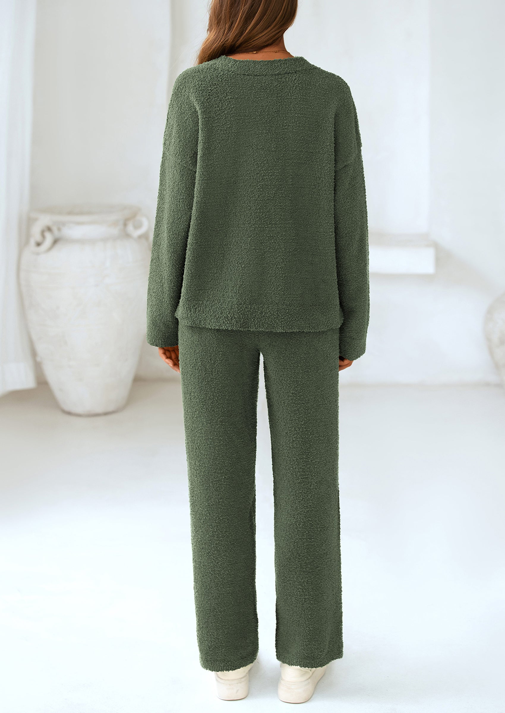 Chichi Lounge Sets for Women Two Piece Sweaters Pajama Set Fall Fashion Loungewear Outfits Matching Winter Clothes Black