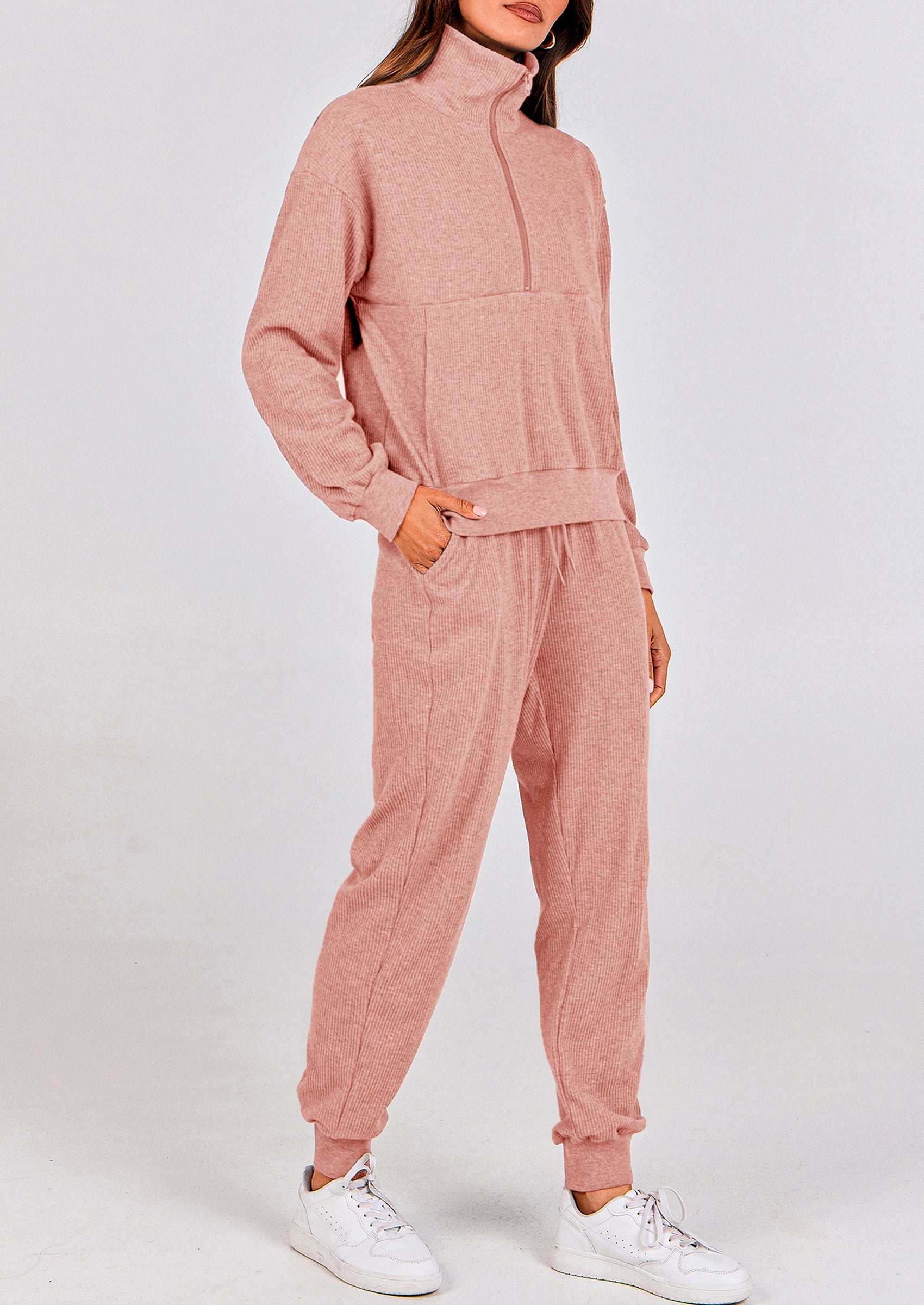 Chichi Women's Fall 2 Piece Lounge Sets Zip Up Sweatshirt Jogger Pants Sweat Track Suits Travel Outfit Winter Clothing Light Blue