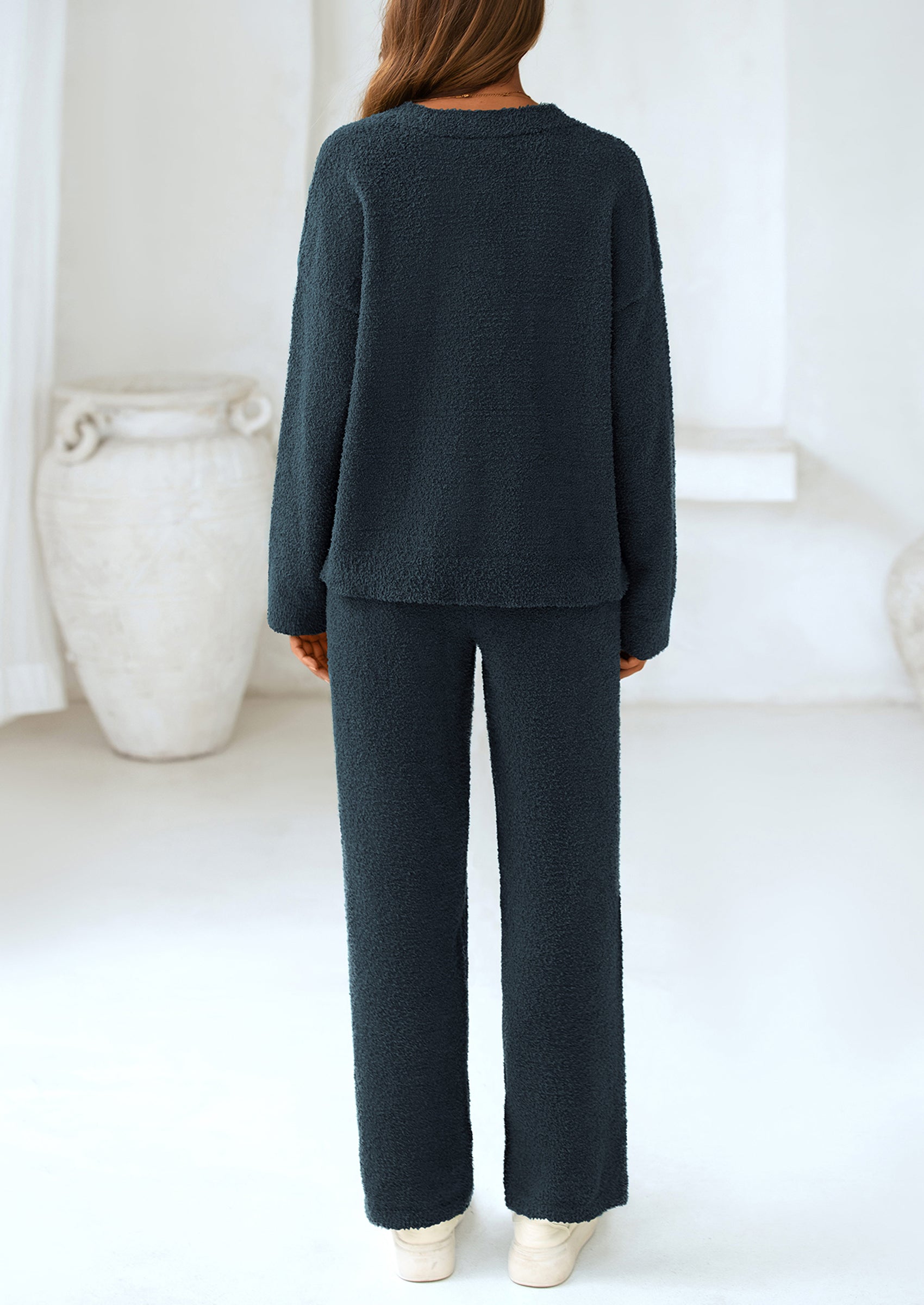Chichi Lounge Sets for Women Two Piece Sweaters Pajama Set Fall Fashion Loungewear Outfits Matching Winter Clothes Navy