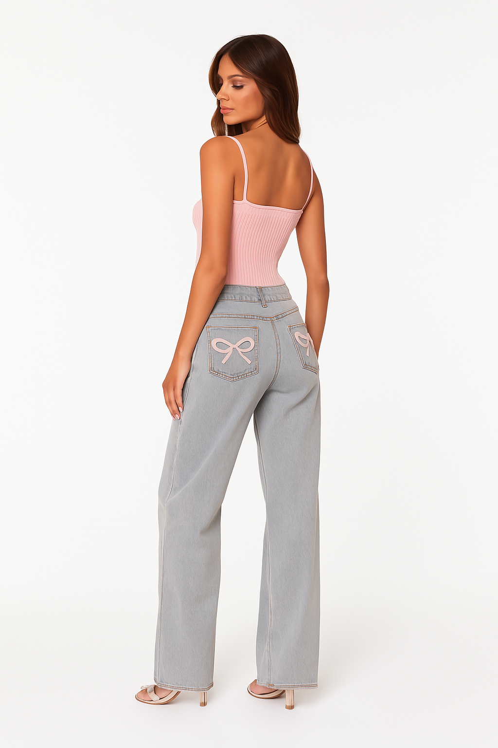 Elisa | Relaxed Bow Jeans Light Grey