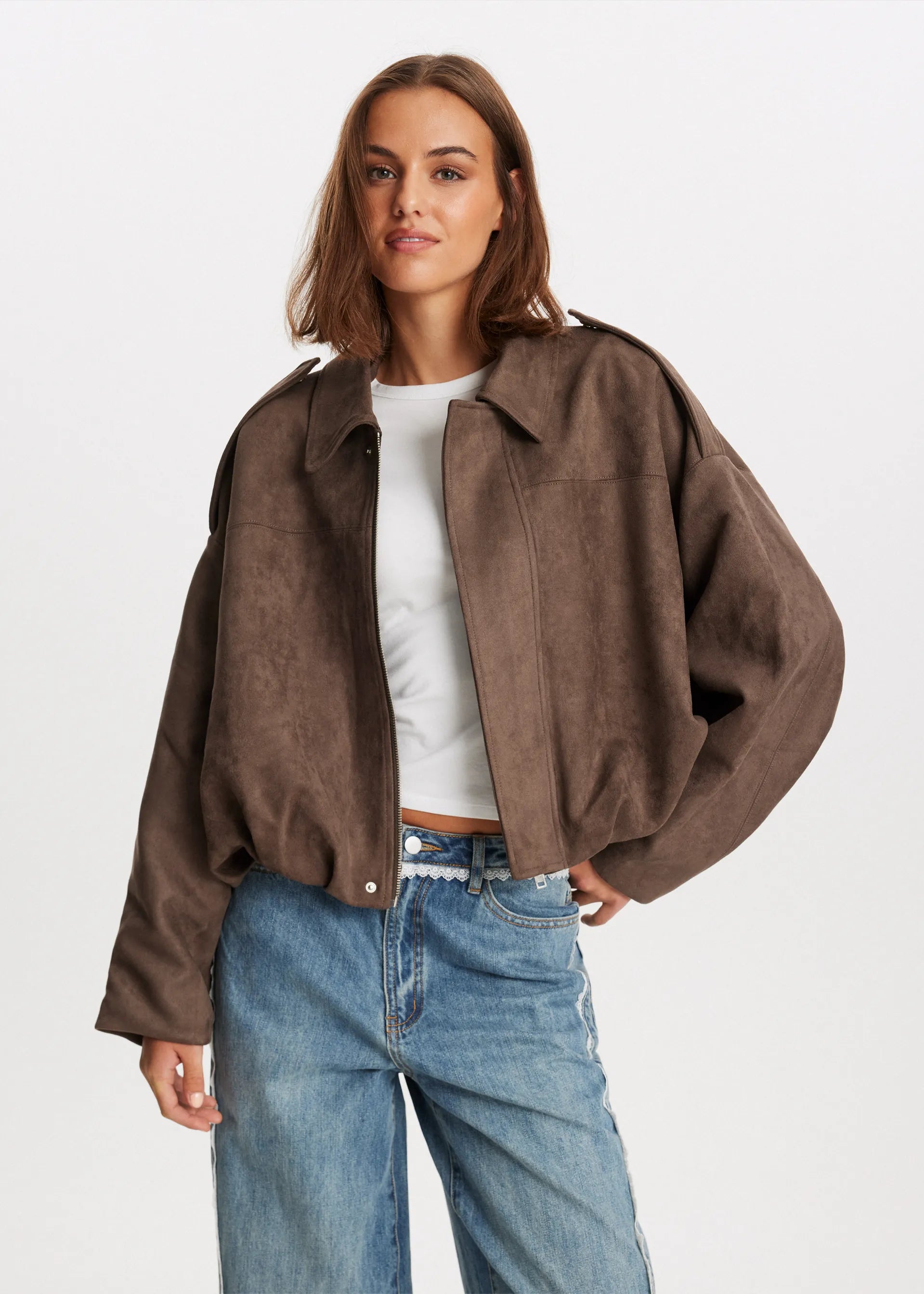 Siena | Suede Bomber Jacket Brown