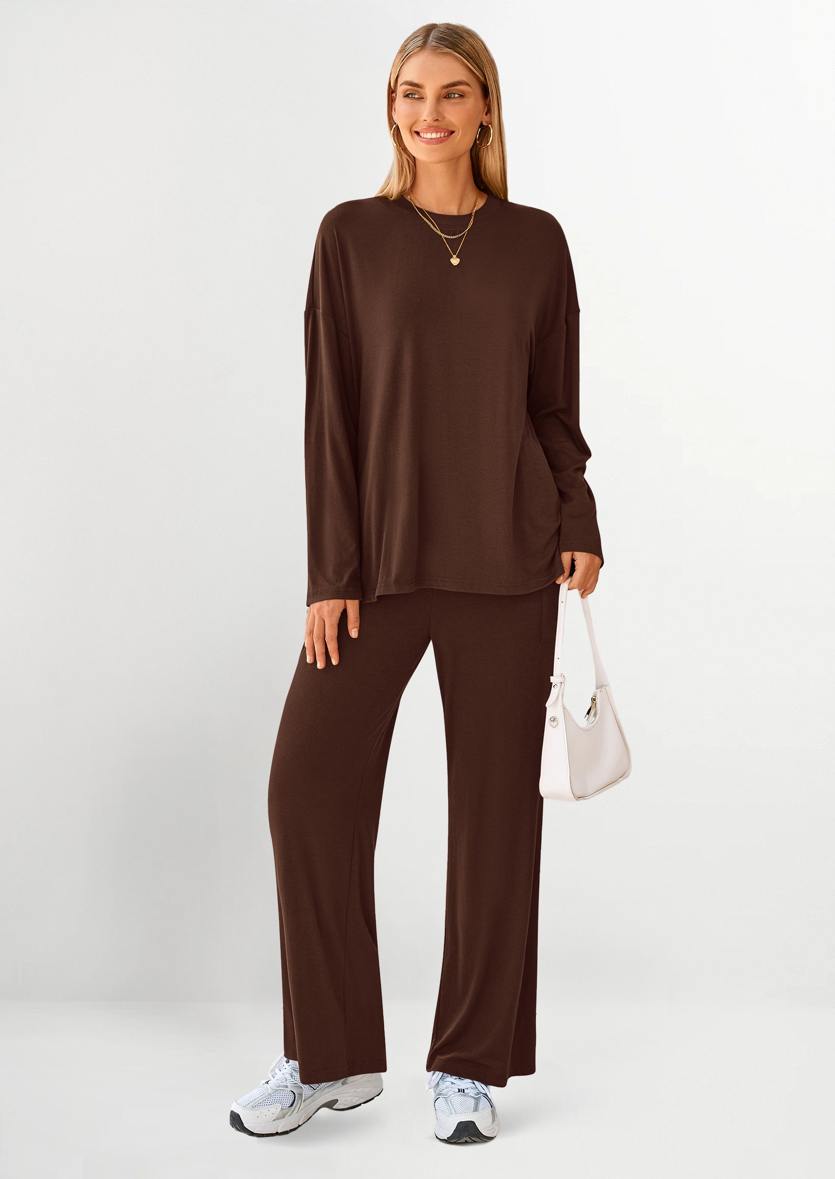 Chichi Women's Two Piece Lounge Sets Matching Long Sleeve Shirts Wide Leg Pants Tracksuits Travel Outfits Fall Clothes Army Green