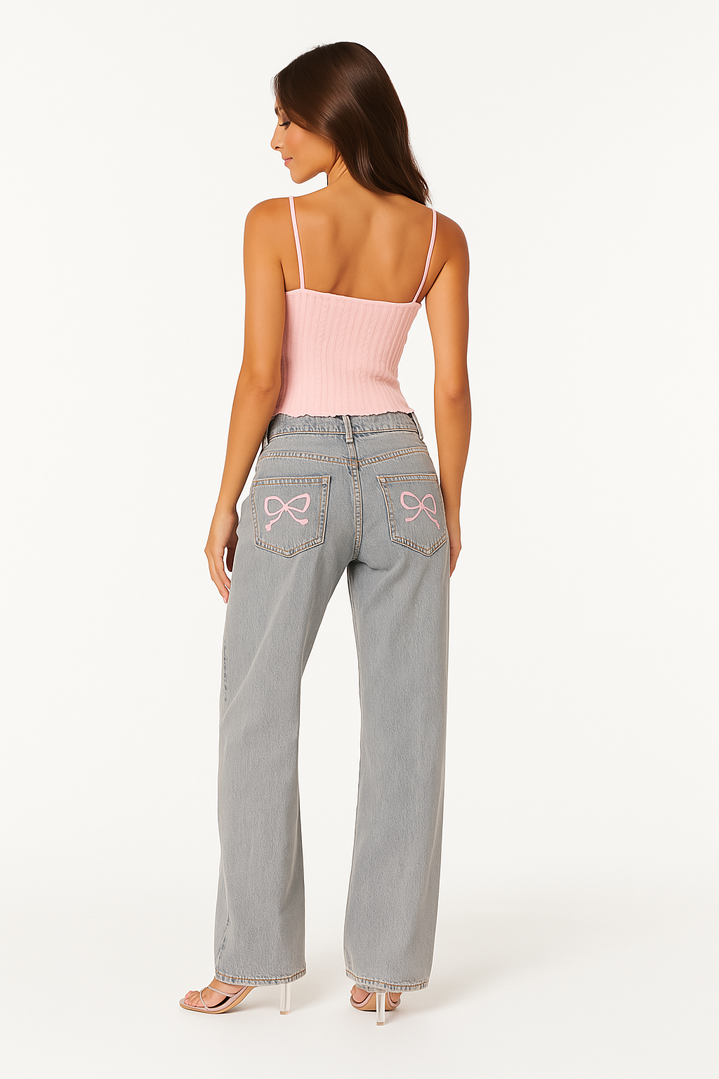 Elisa | Relaxed Bow Jeans Light Grey