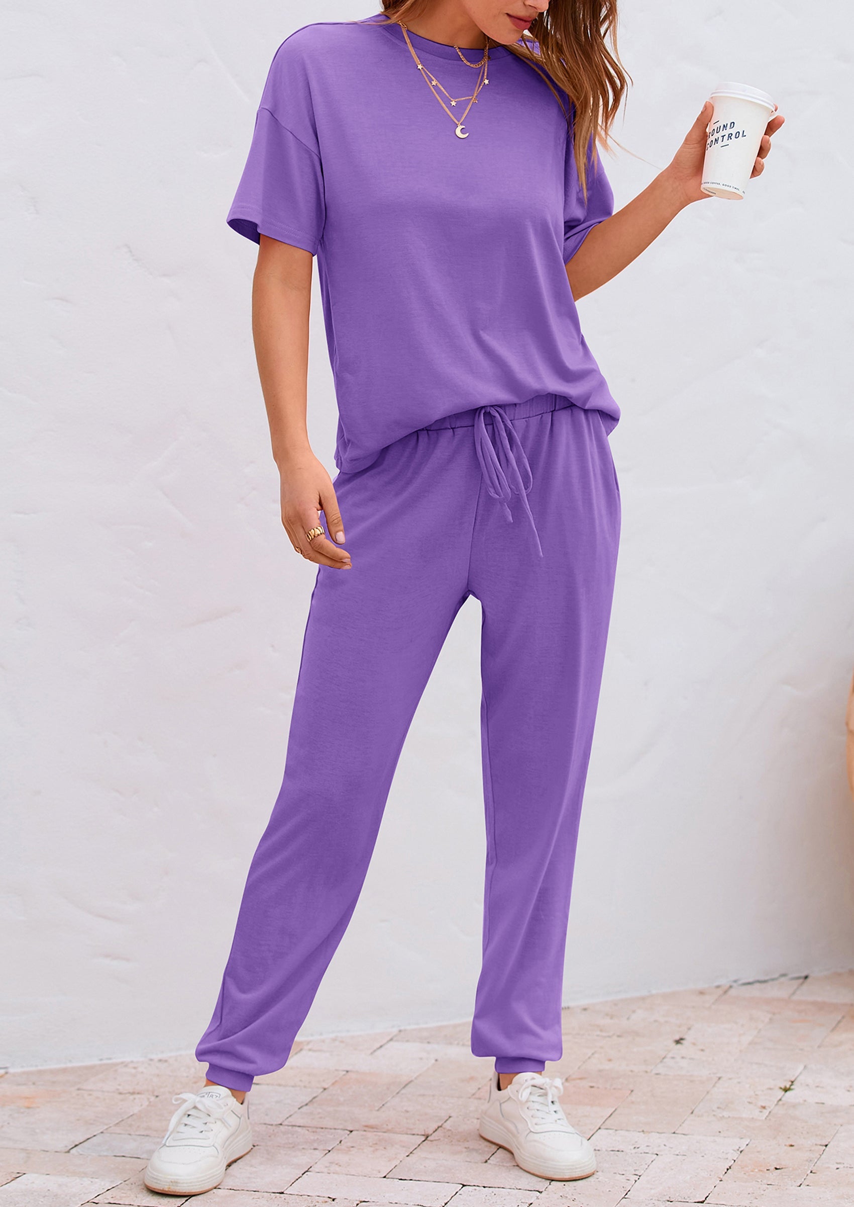 Chichi Women's Two Piece Lounge Sets Spring Summer Jogger Pants Vacation Outfits Travel Airplane Matching Clothes Dark Grey