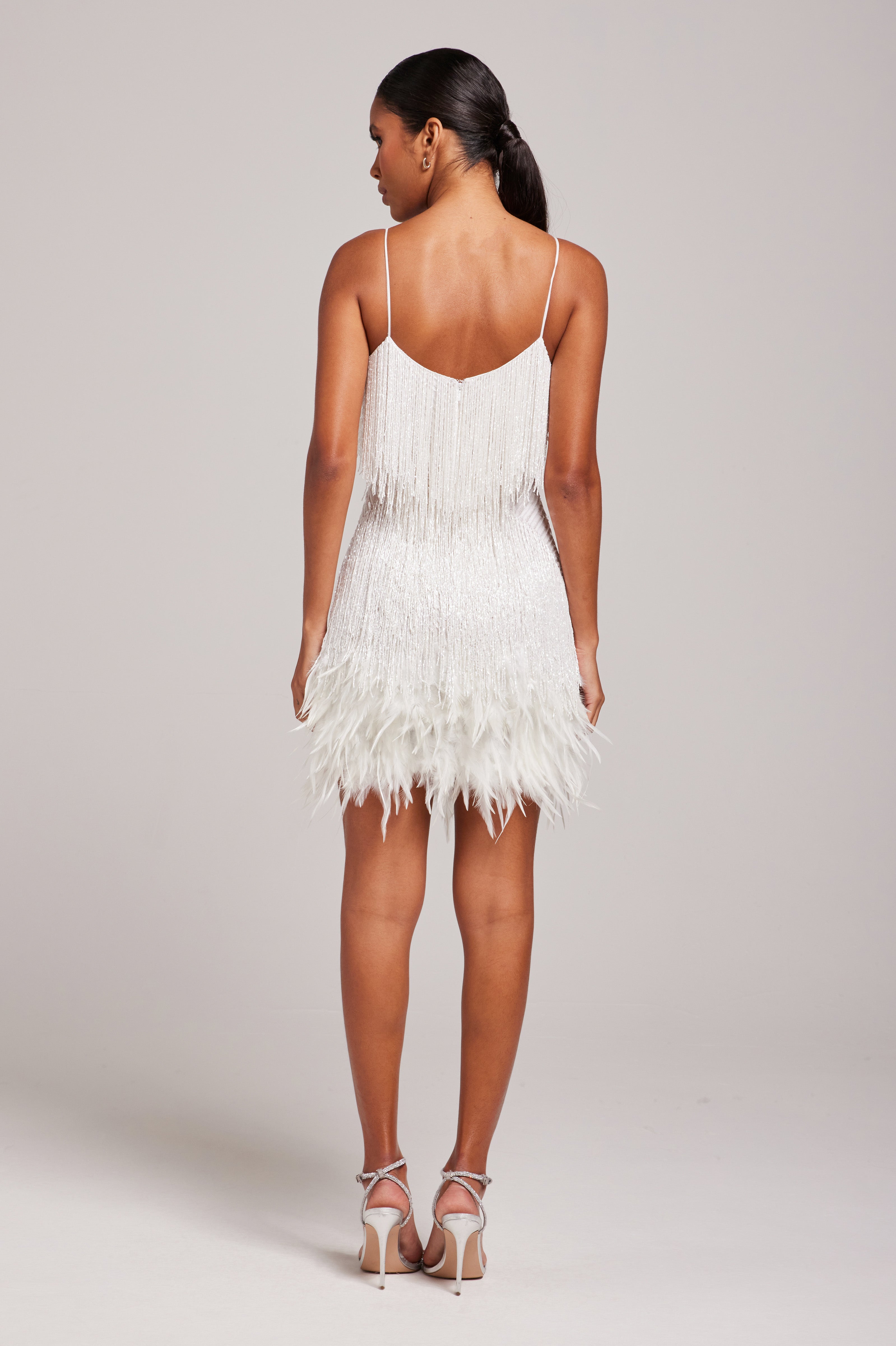 Celeste | Feathered Mini Dress White