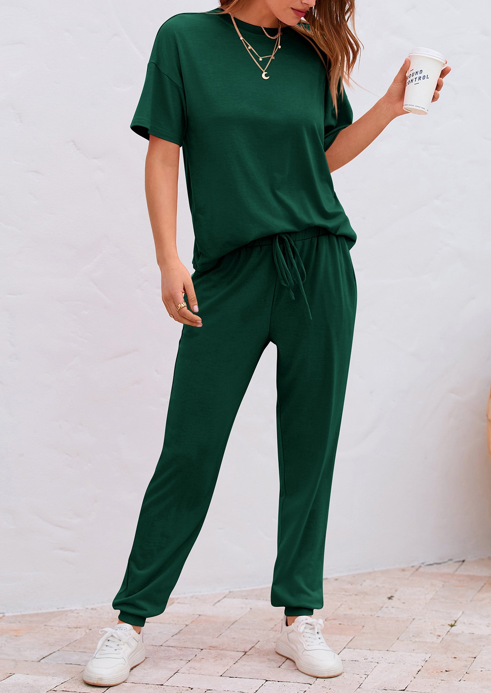 Chichi Women's Two Piece Lounge Sets Spring Summer Jogger Pants Vacation Outfits Travel Airplane Matching Clothes Dark Grey