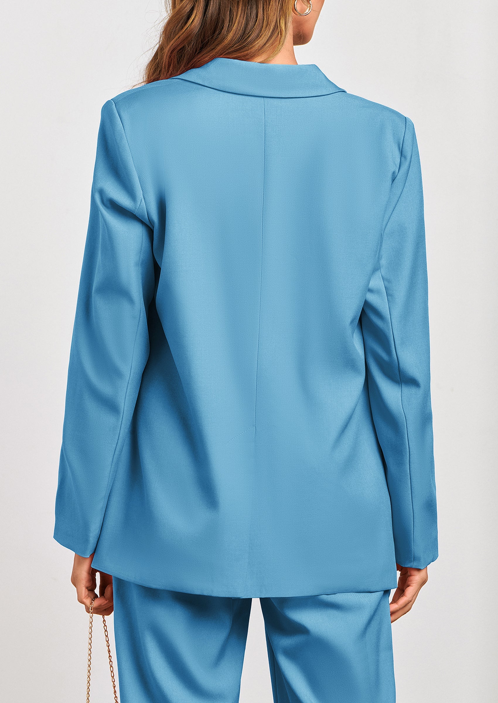 Chichi Women's Fall Two Piece Outfits Dressy Blazer Jacket and Wide Leg Pants Pockets Business Casual Office Suit Sets Blue Green