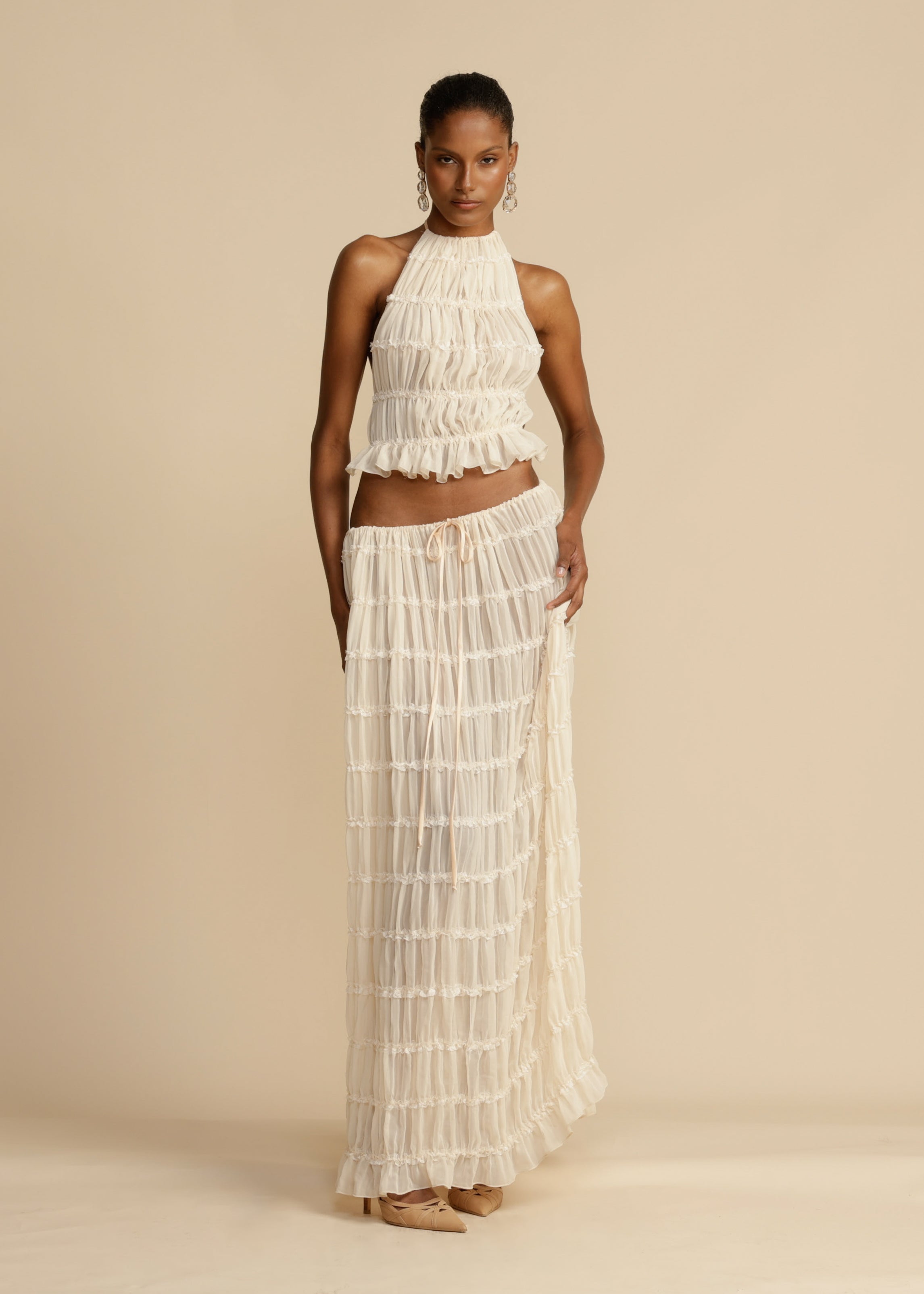 Delina | Ruffle Two-Piece Set Red