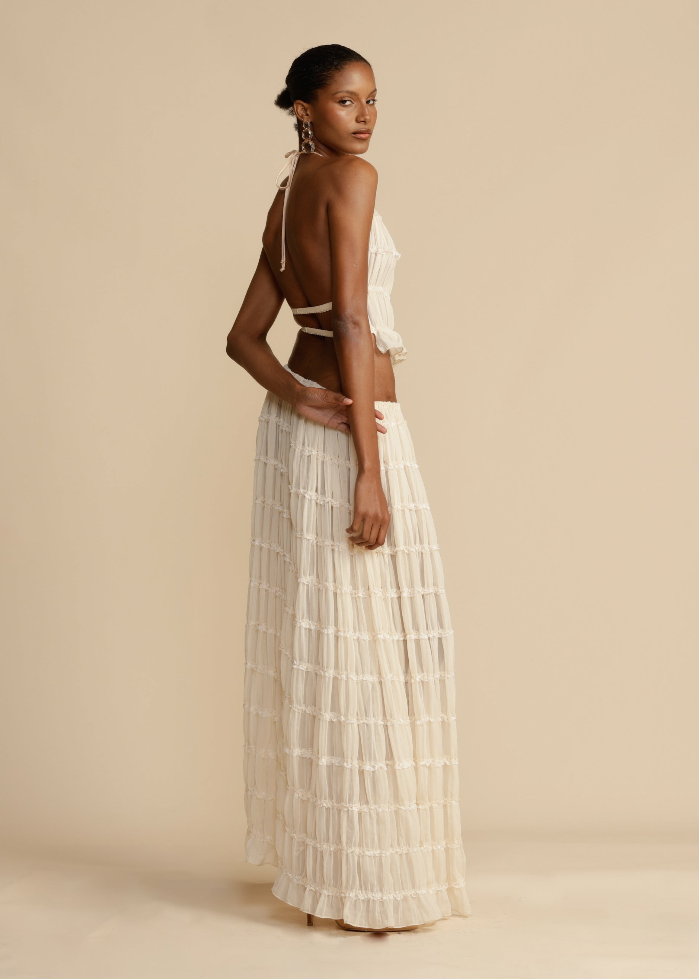 Delina | Ruffle Two-Piece Set White