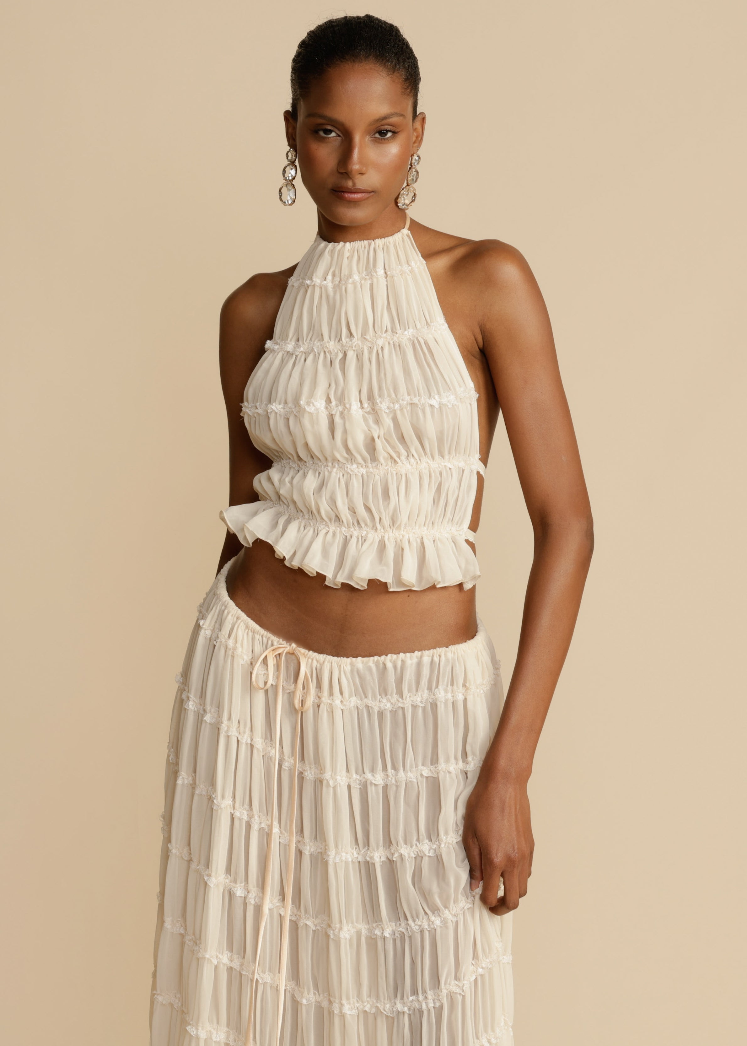 Delina | Ruffle Two-Piece Set White