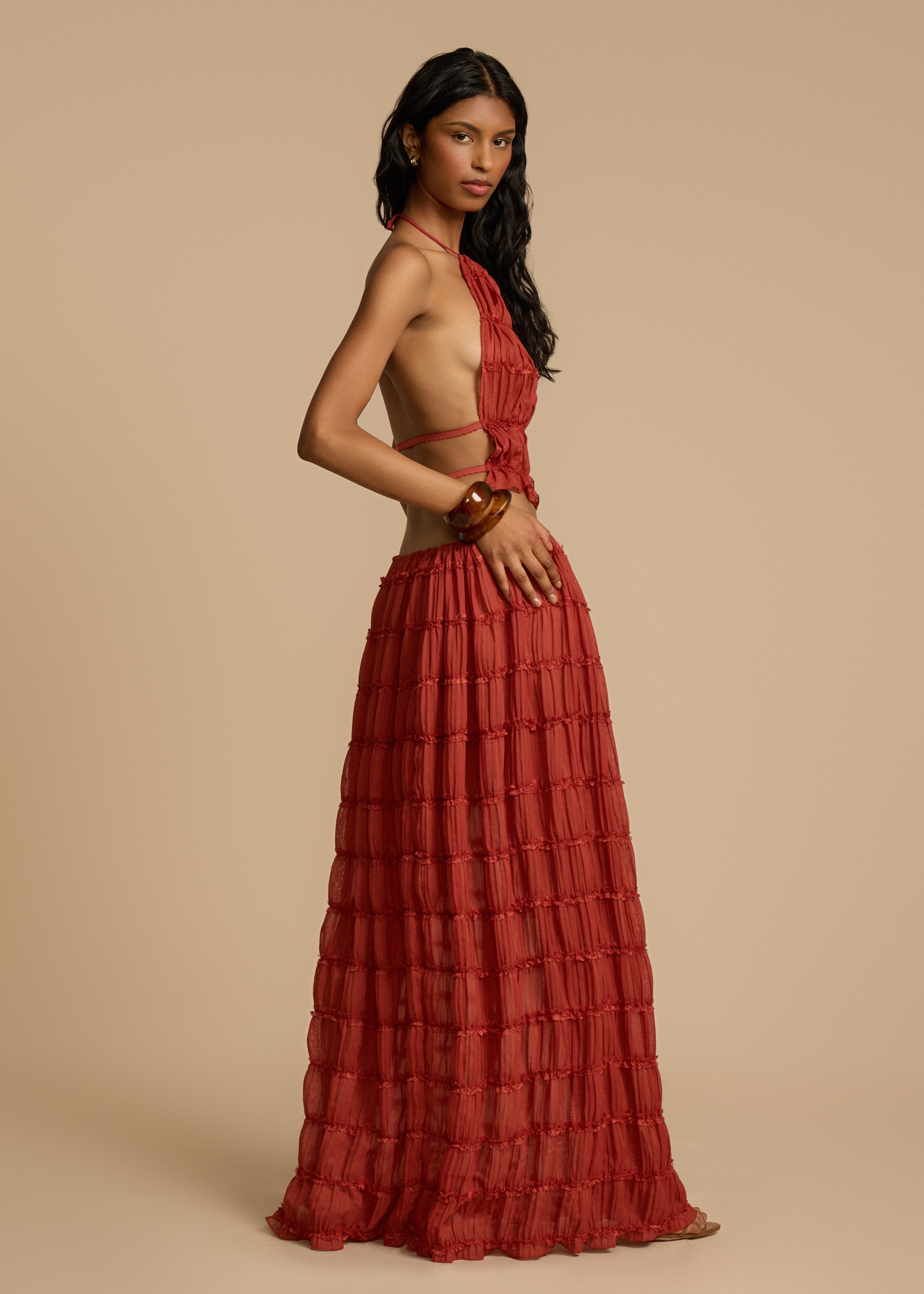 Delina | Ruffle Two-Piece Set Red