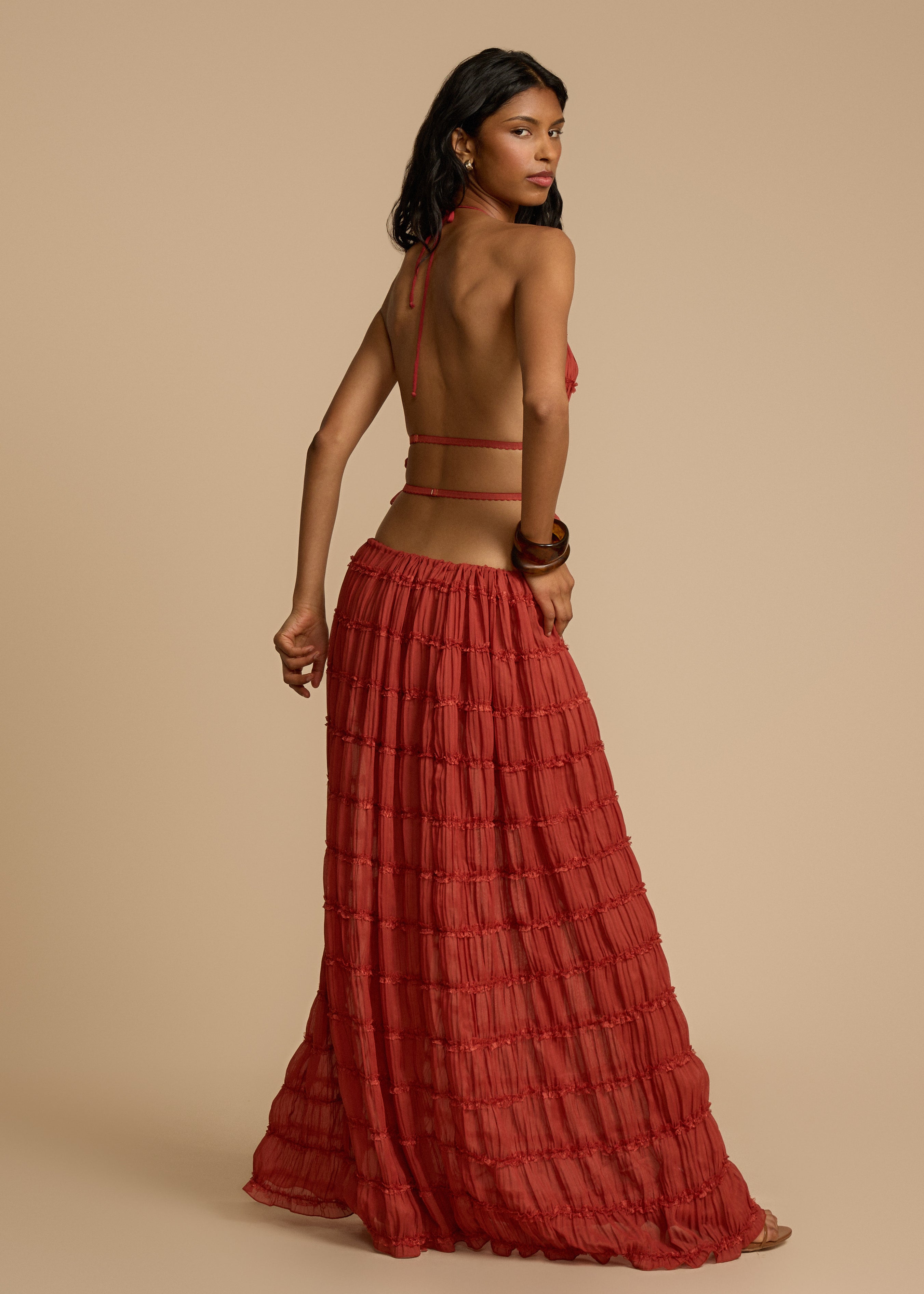 Delina | Ruffle Two-Piece Set Red