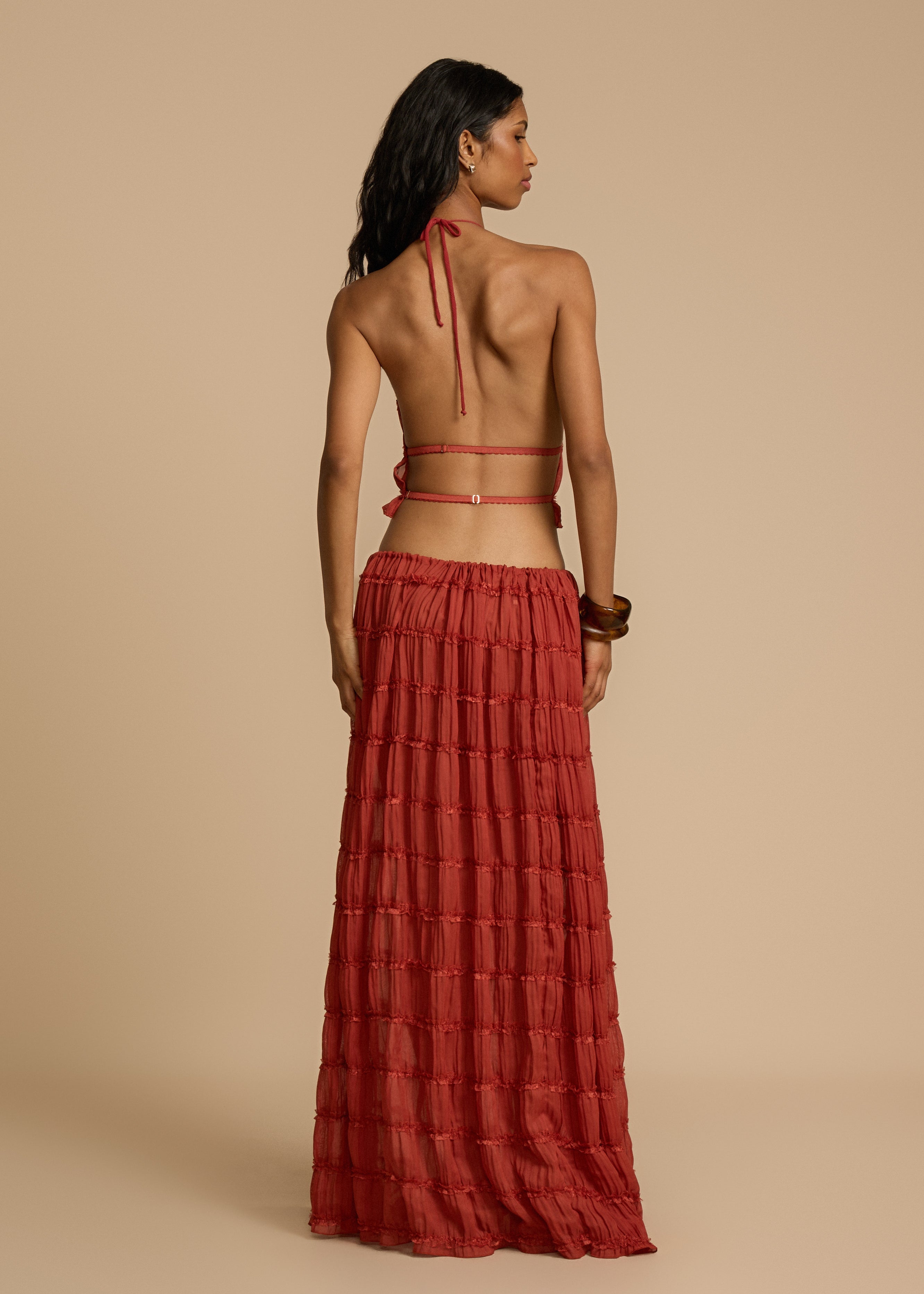 Delina | Ruffle Two-Piece Set Red