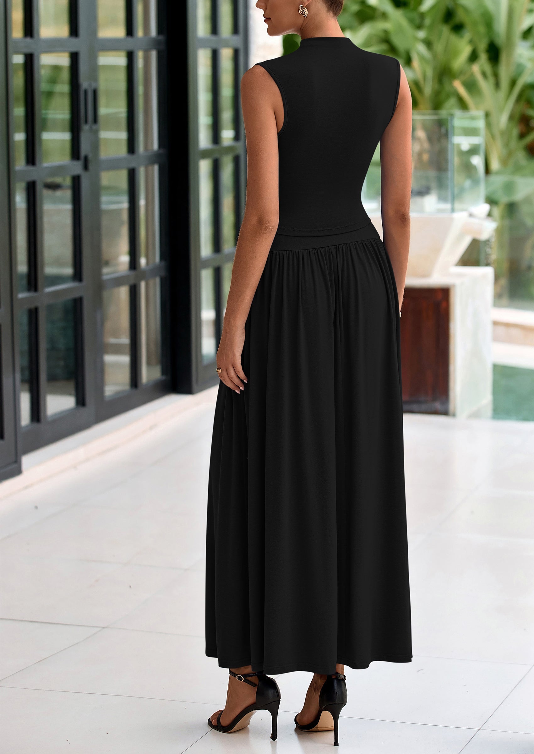 Chichi Womens Skirt Sets Summer Ruched Tank Tops Ruffle Maxi Skirts Wedding Guest Matching 2 Piece Outfits Black