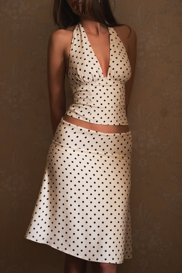 Clara | Polka Dot Two-Piece Set White